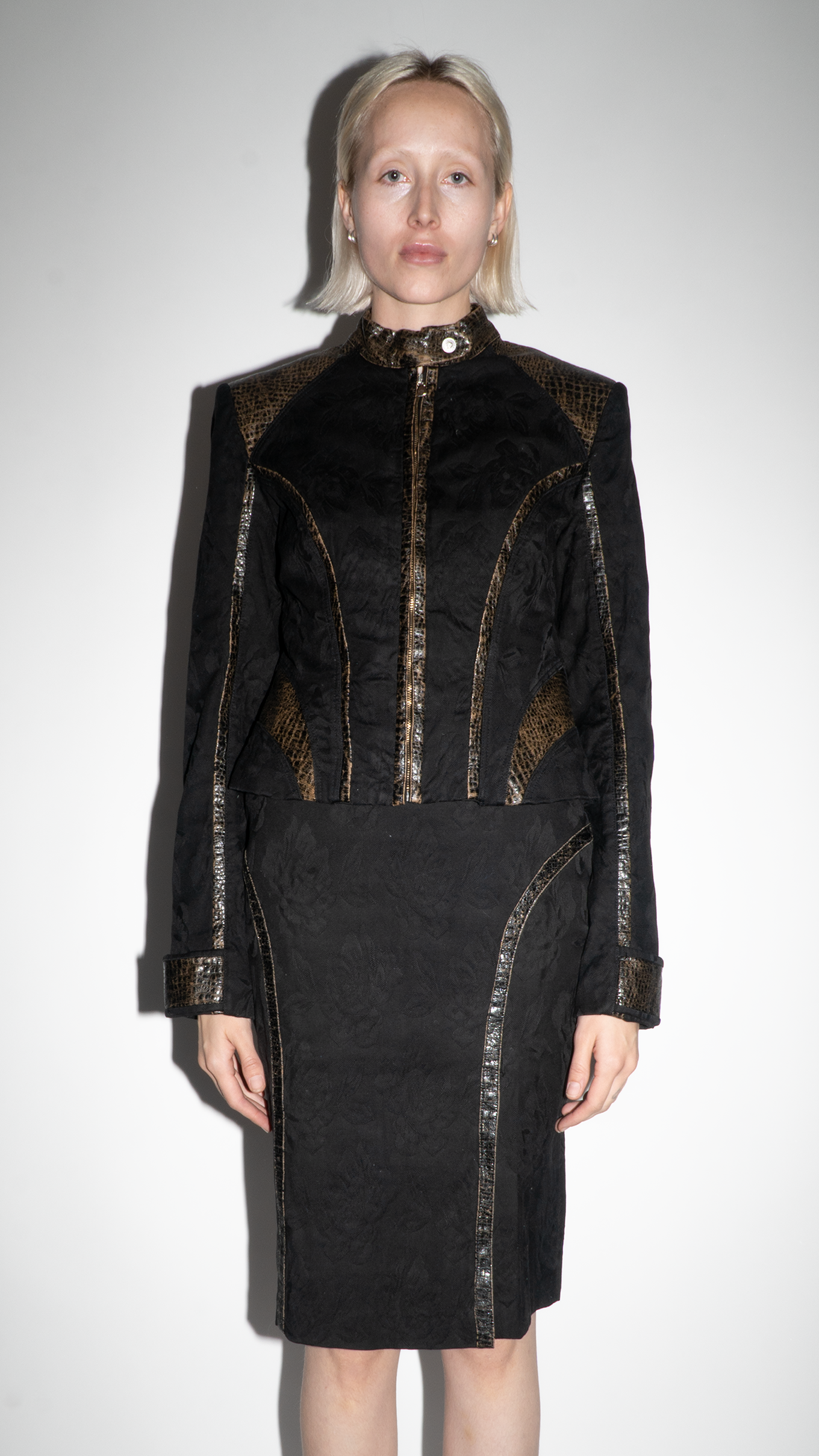 Versace Black Jacket with Brown Panels
