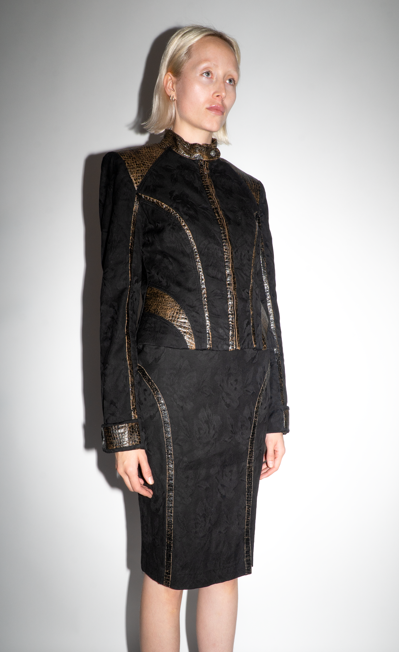Versace Black Jacket with Brown Panels