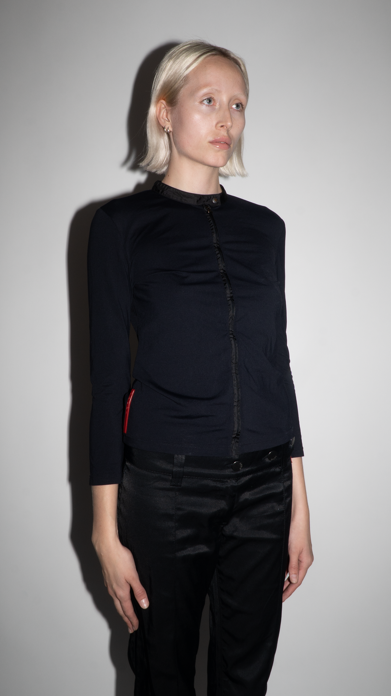 Prada Black Long-Sleeve Zip Up Top