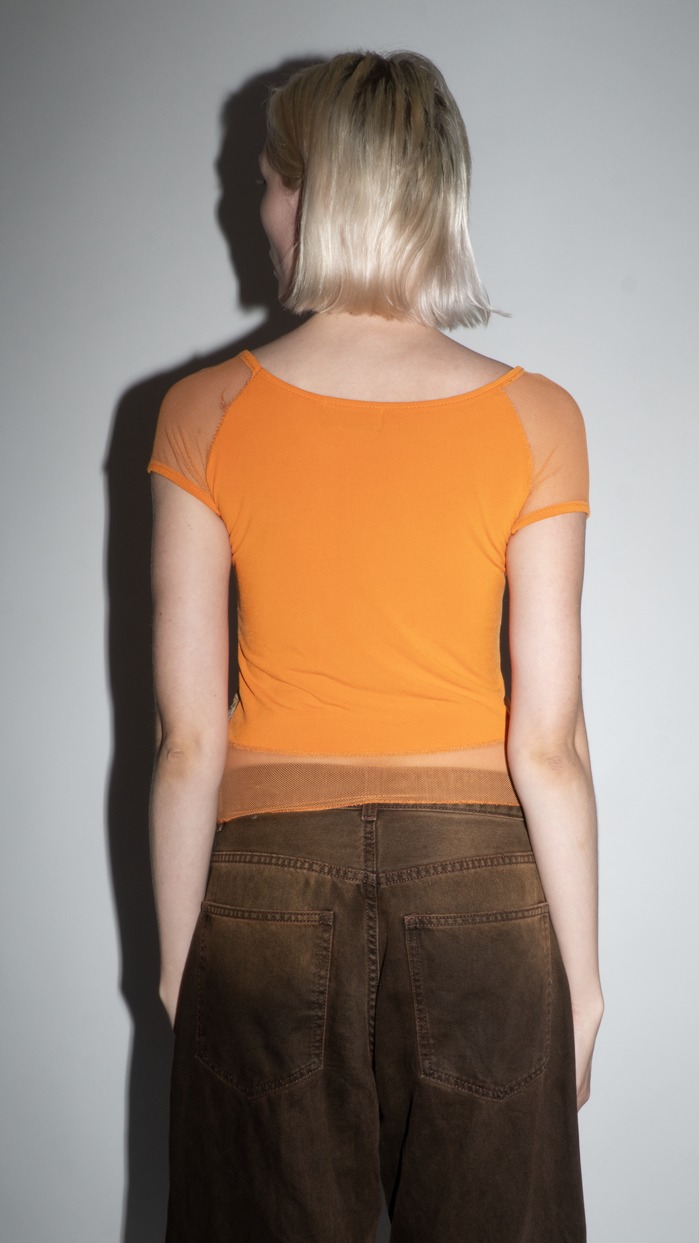 Kenzo 00's Orange Short-Sleeve Mesh Top