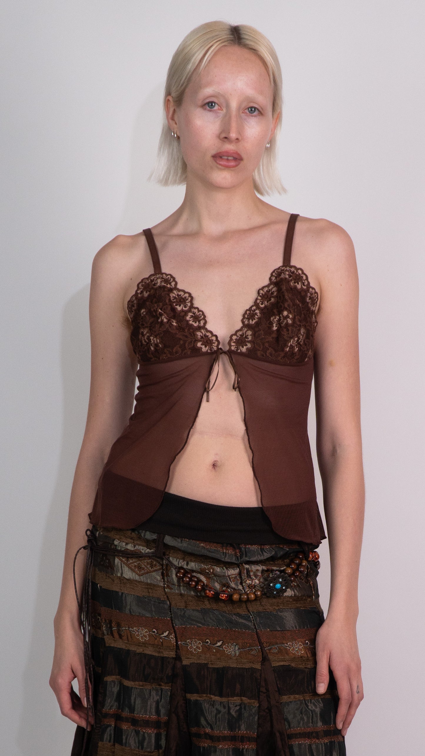 Brown Sheer Cami Top