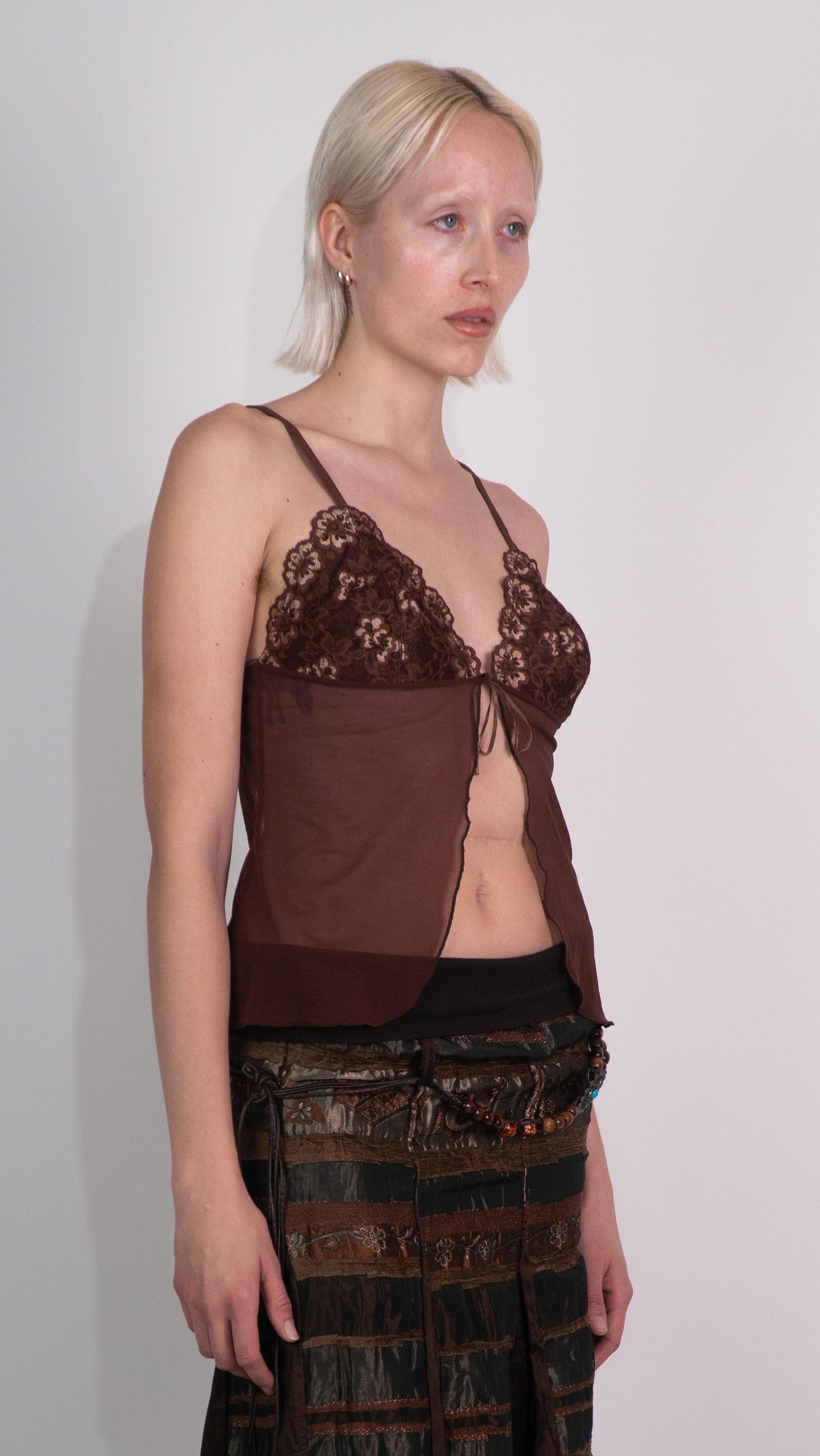 Brown Sheer Cami Top