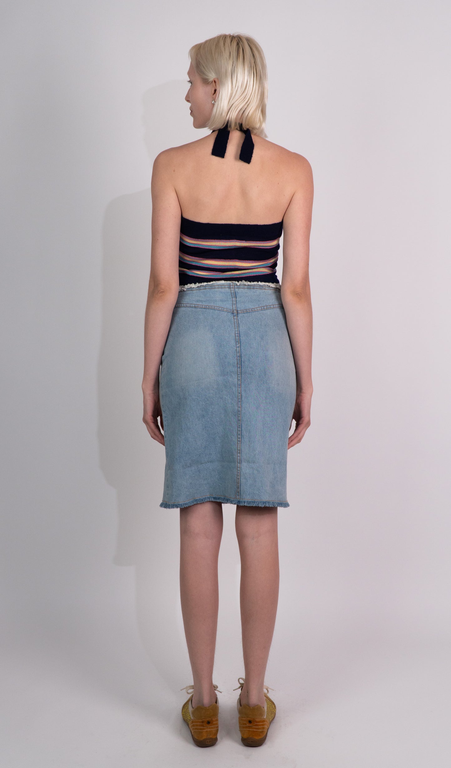 Light Blue Denim Midi Skirt