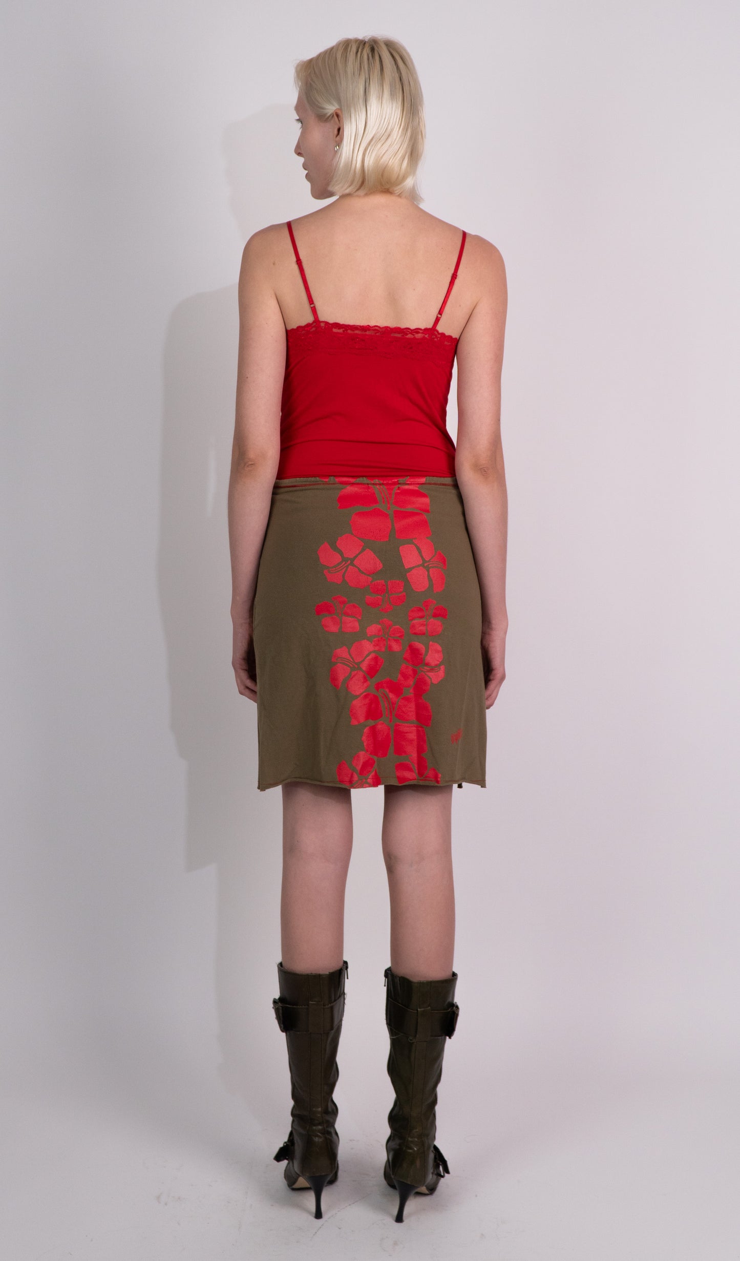 Split Khaki Midi Skirt