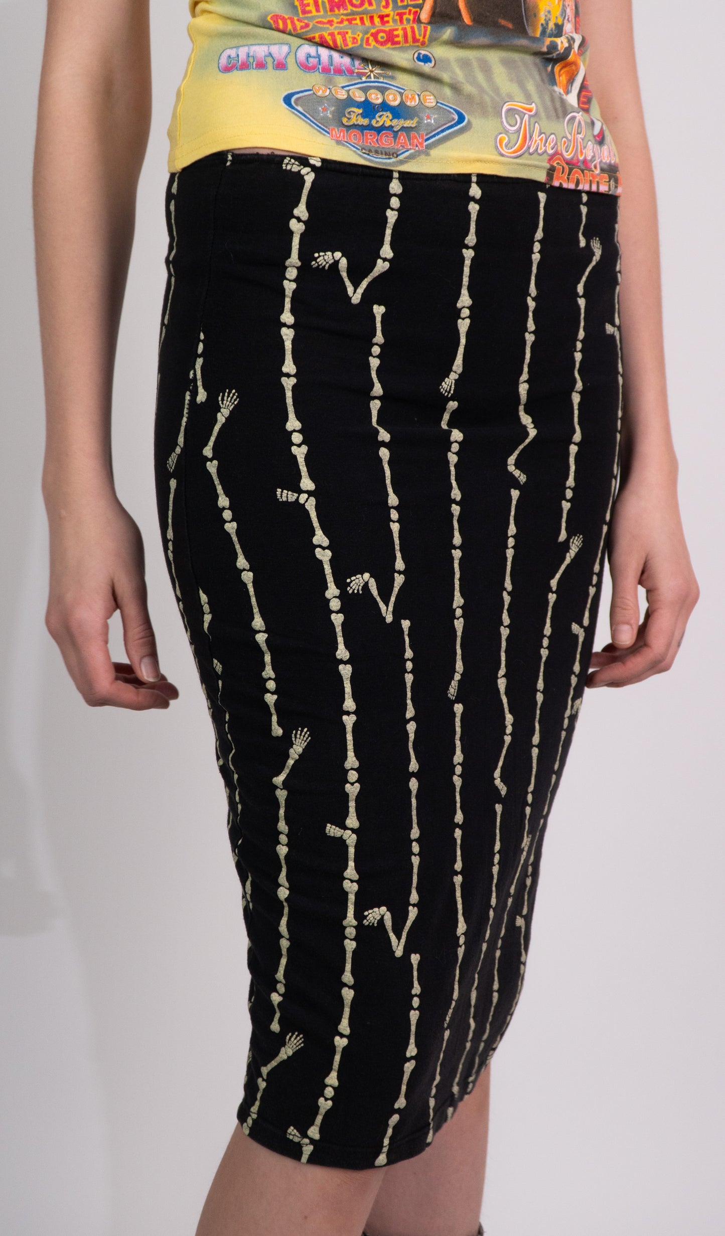 Junior Gaultier S/S 1998 Black Skeleton Bone Pencil Skirt