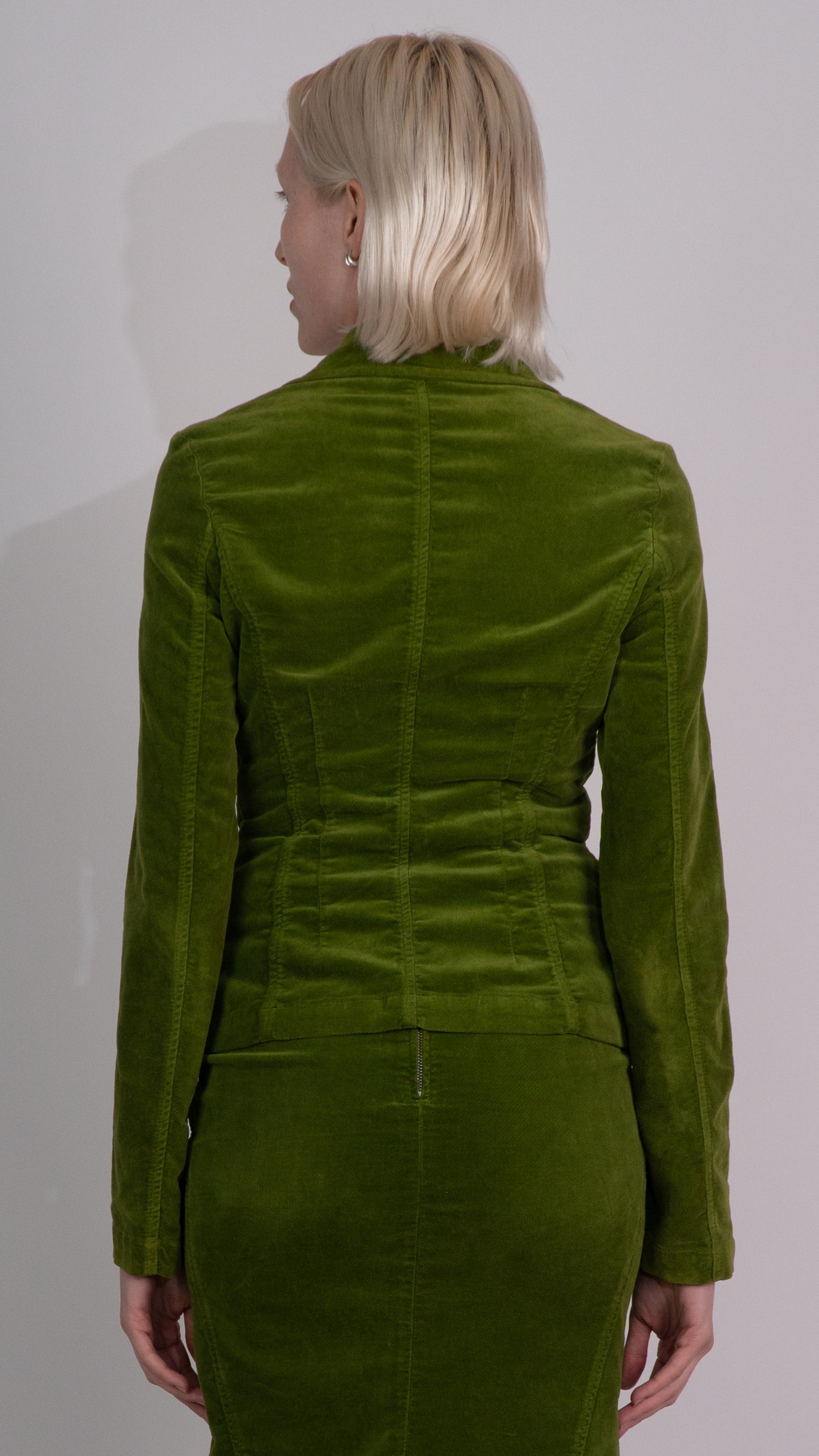Sisley Green Velvet Button Up Blazer Jacket