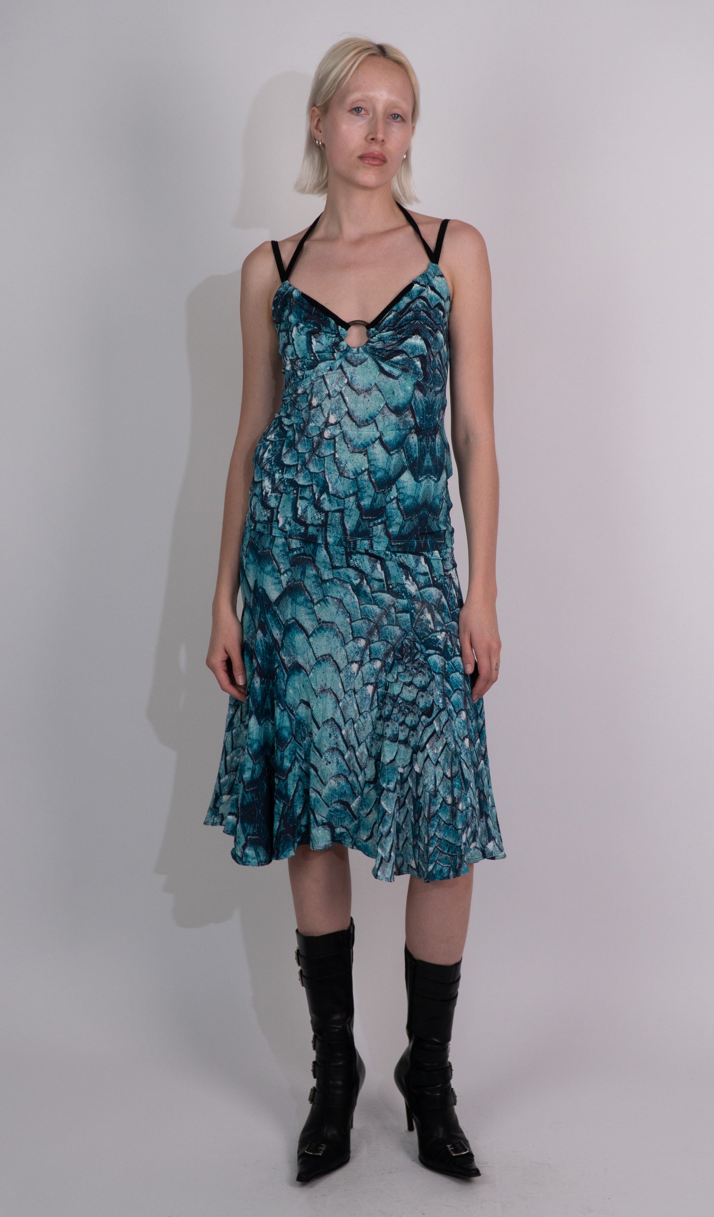 Roberto Cavalli Blue Print Midi Skirt