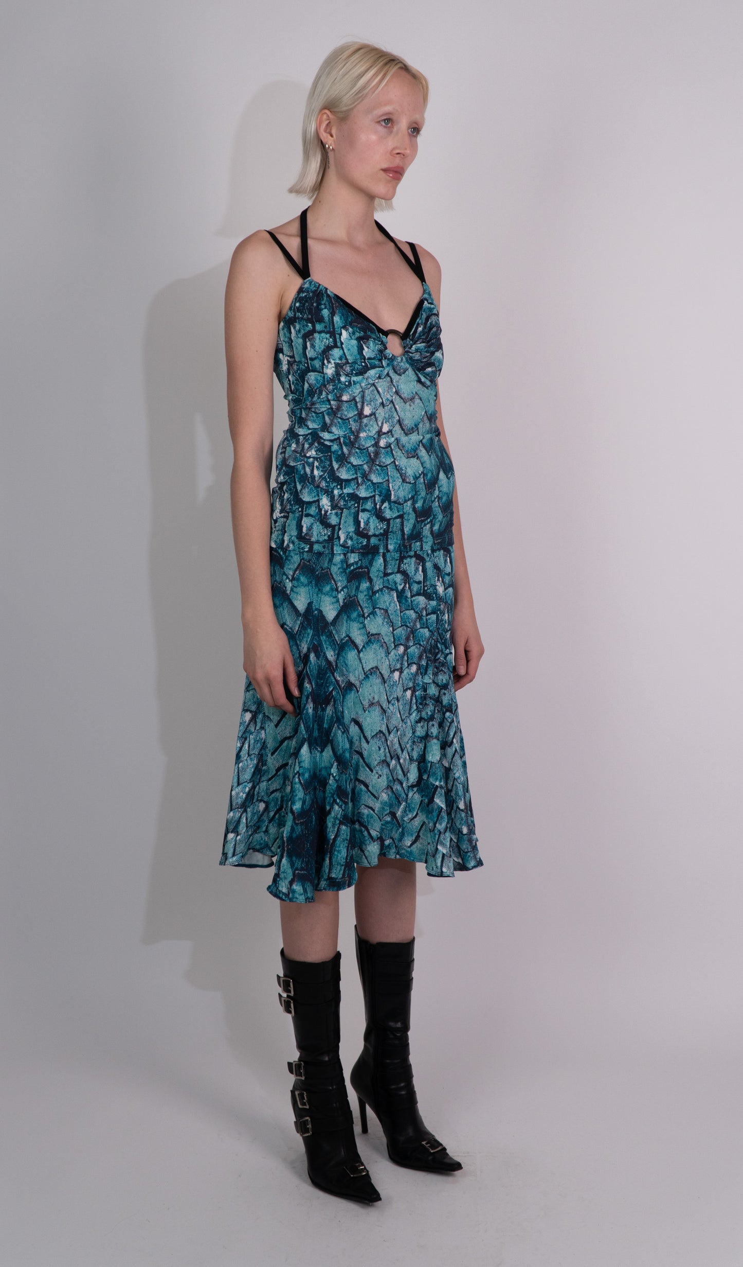 Roberto Cavalli Blue Print Midi Skirt