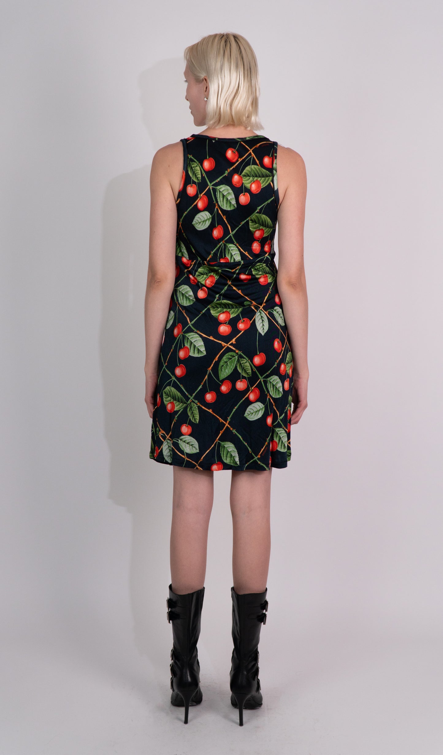 Galliano 00's Cherry Print Sleeveless Dress