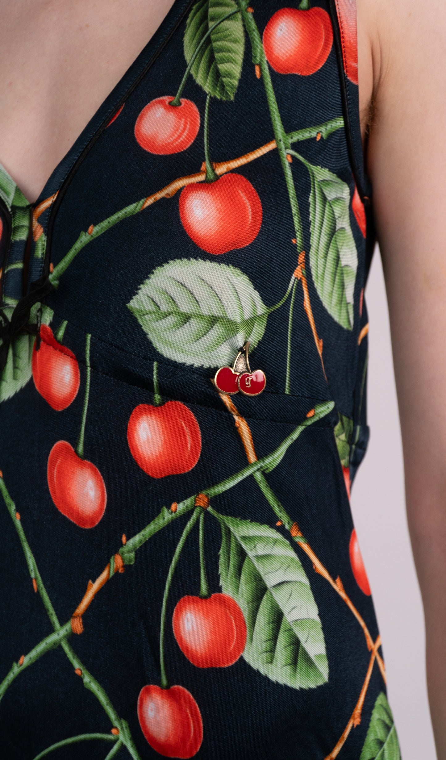 Galliano 00's Cherry Print Sleeveless Dress