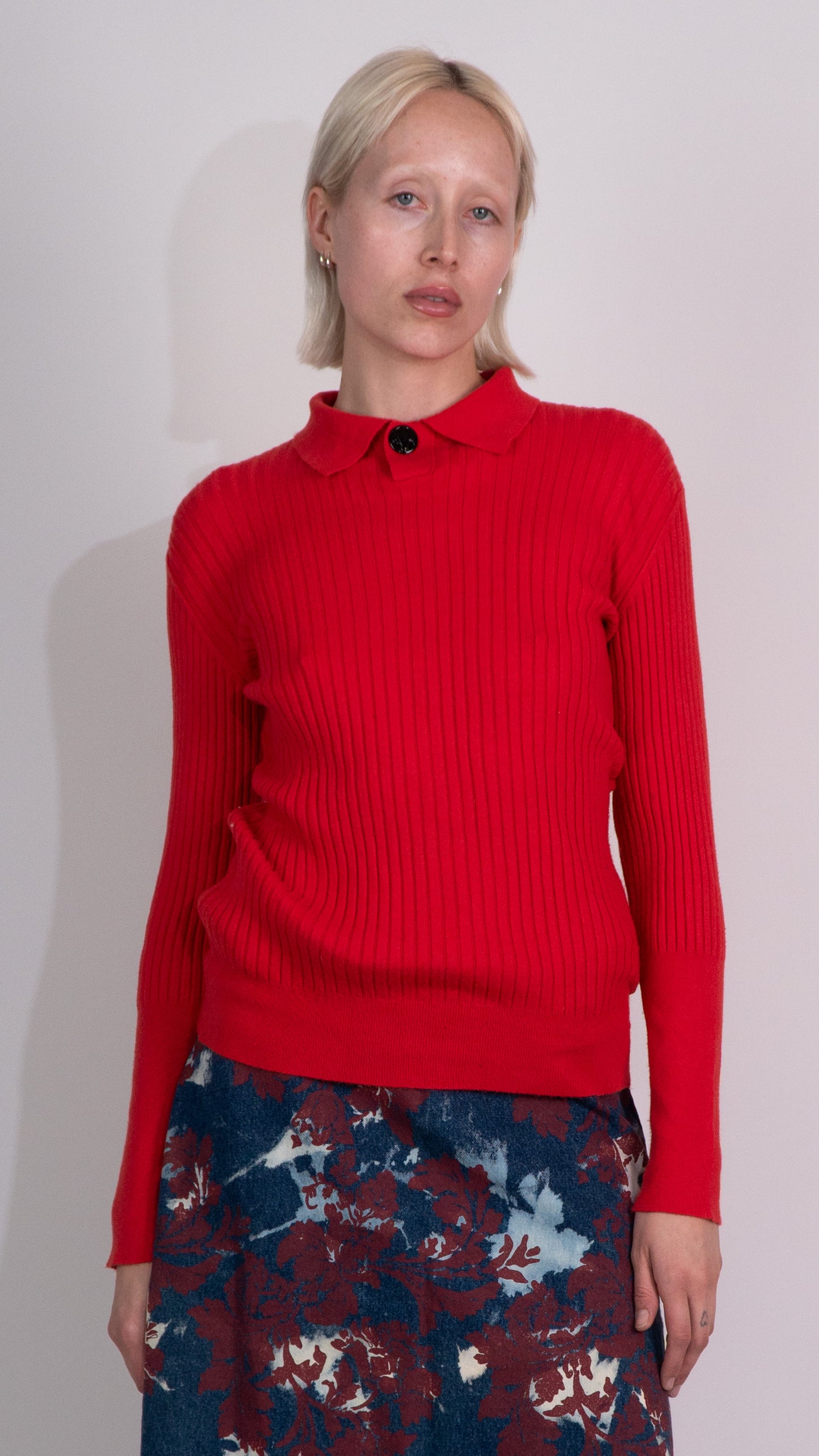 Versace Jeans Couture Red Long Sleeve Polo Shirt