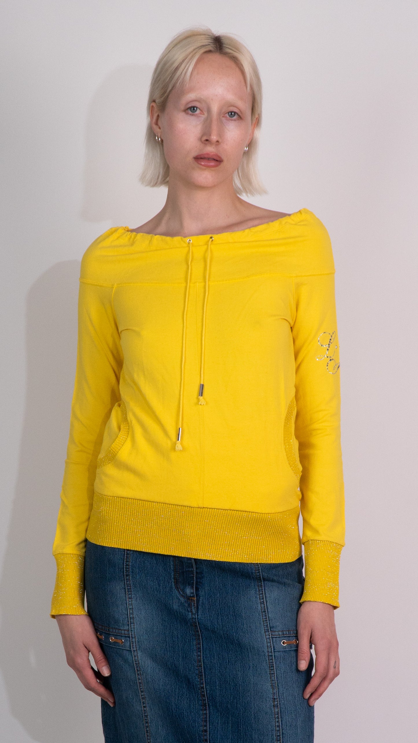 Liu Jo Yellow Long Sleeve Open Back Top