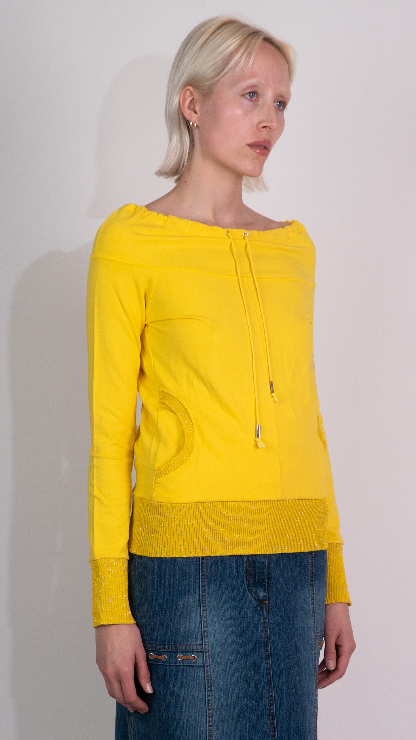 Liu Jo Yellow Long Sleeve Open Back Top