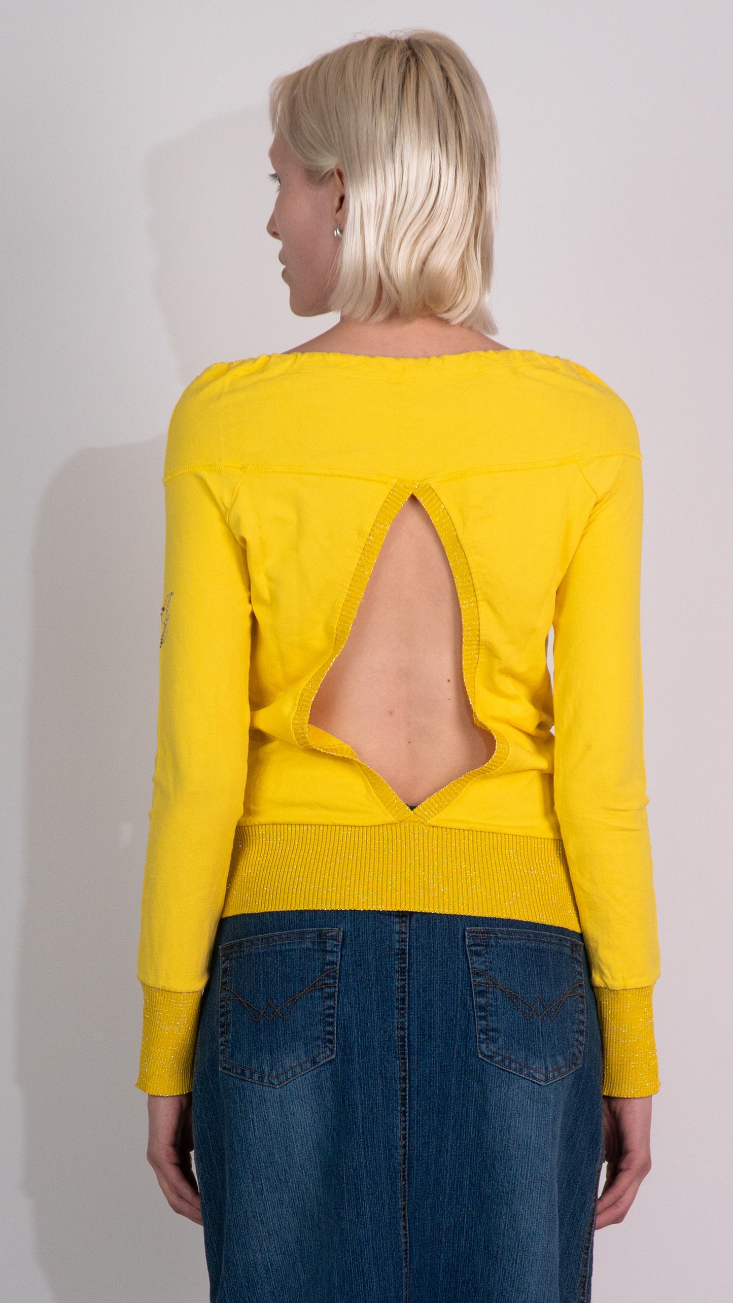 Liu Jo Yellow Long Sleeve Open Back Top