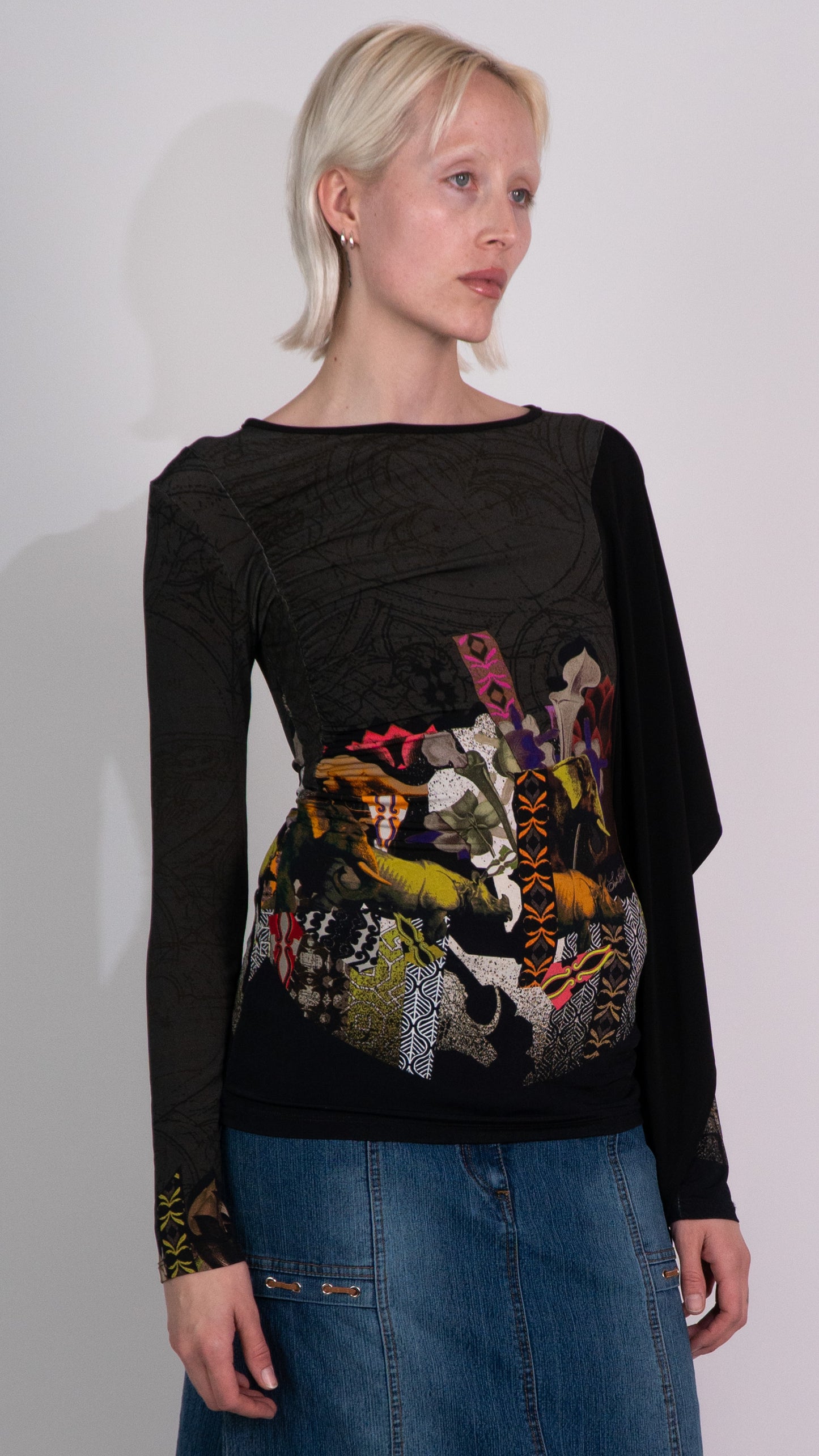 *Save The Queen!* Khaki and Black Long Sleeve Top