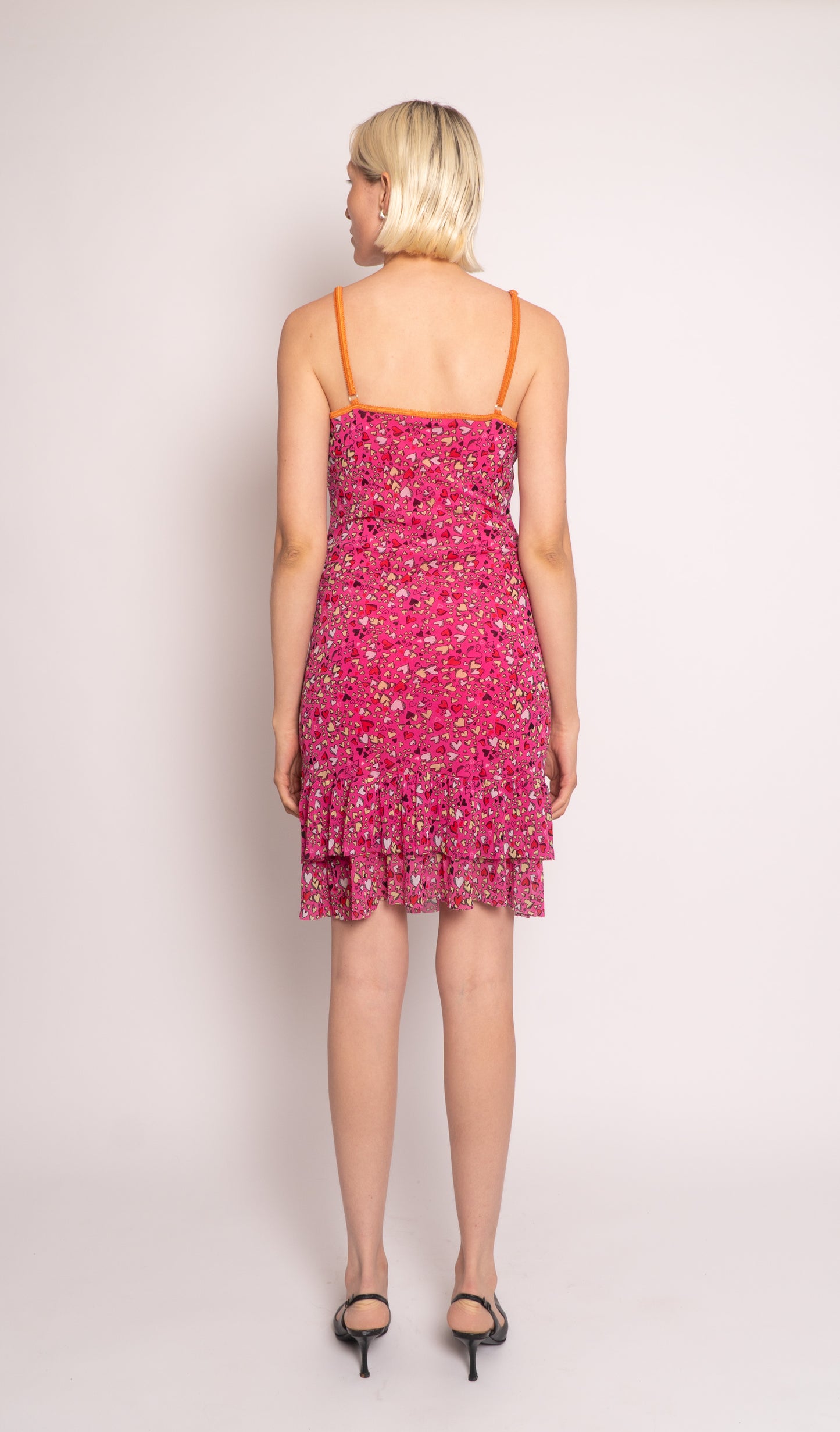Kookai Pink Heart Print Slip Dress / Small