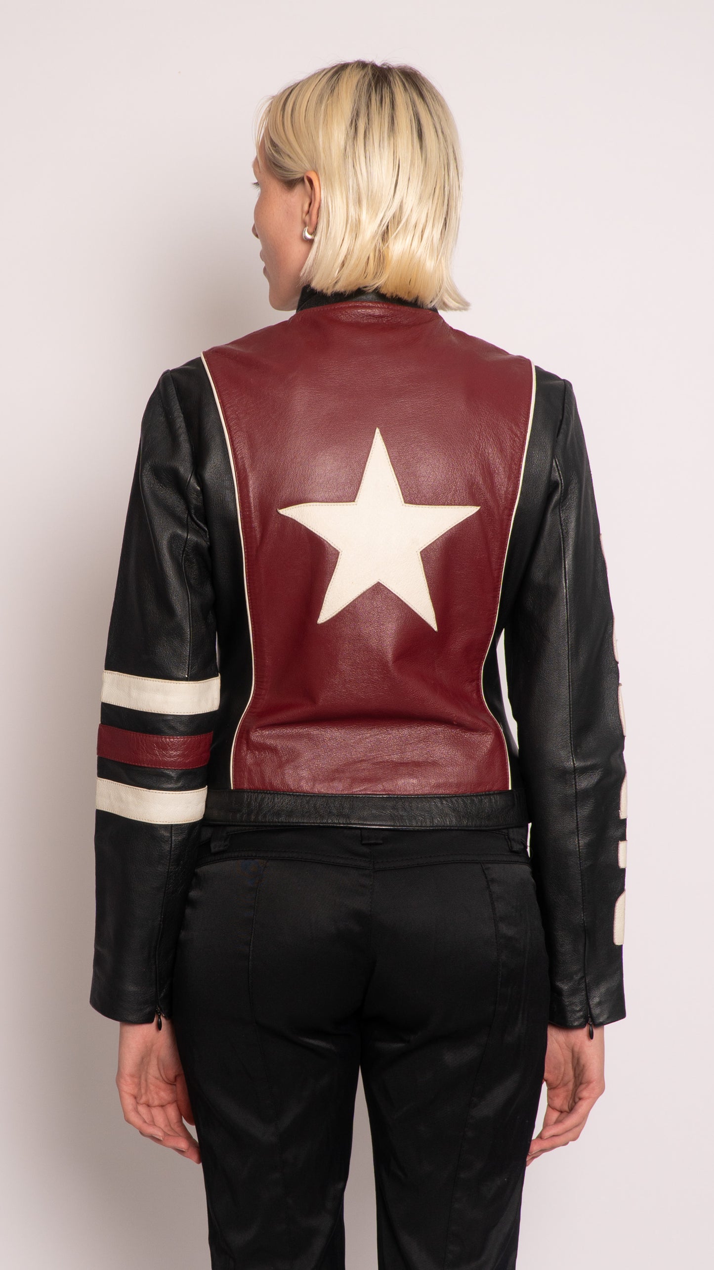 Vintage Leather Zip Up Biker Jacket