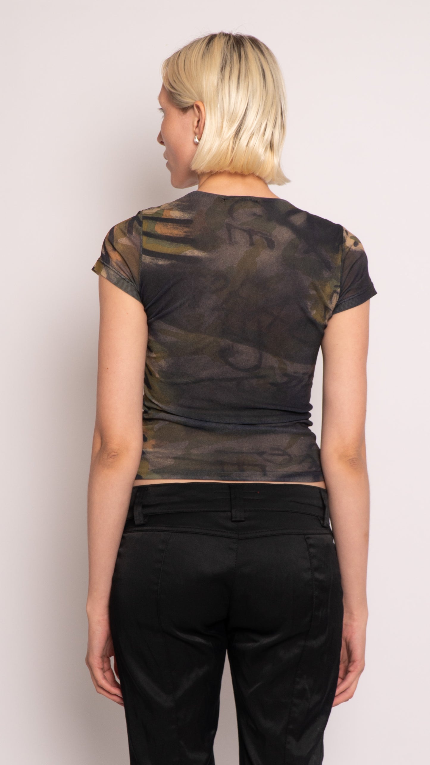 Morgan Asymmetrical Ruched Mesh Top