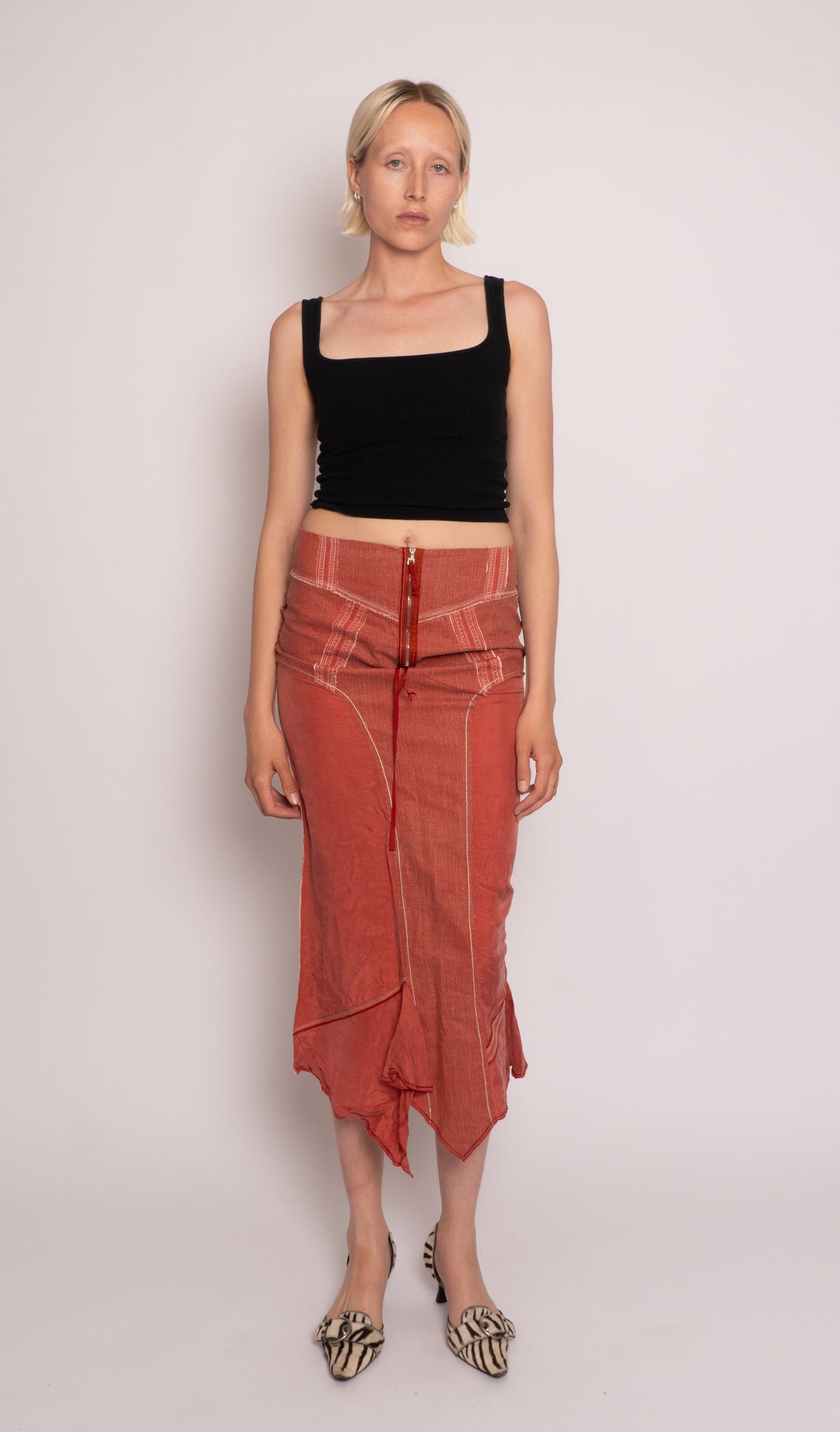 Marithé + François Girbaud Asymmetric Midi Skirt