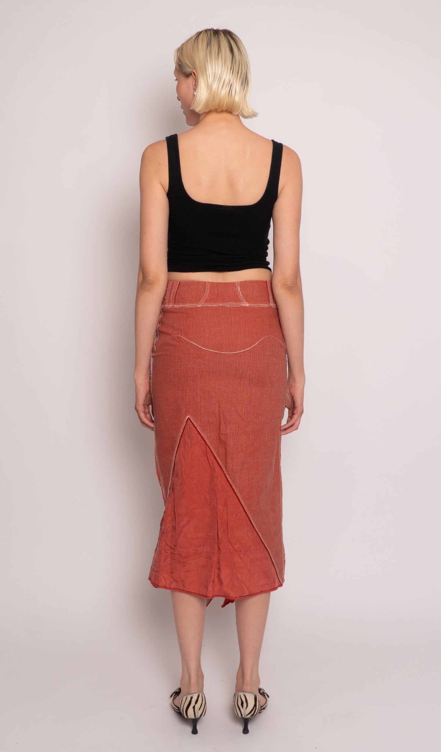 Marithé + François Girbaud Asymmetric Midi Skirt