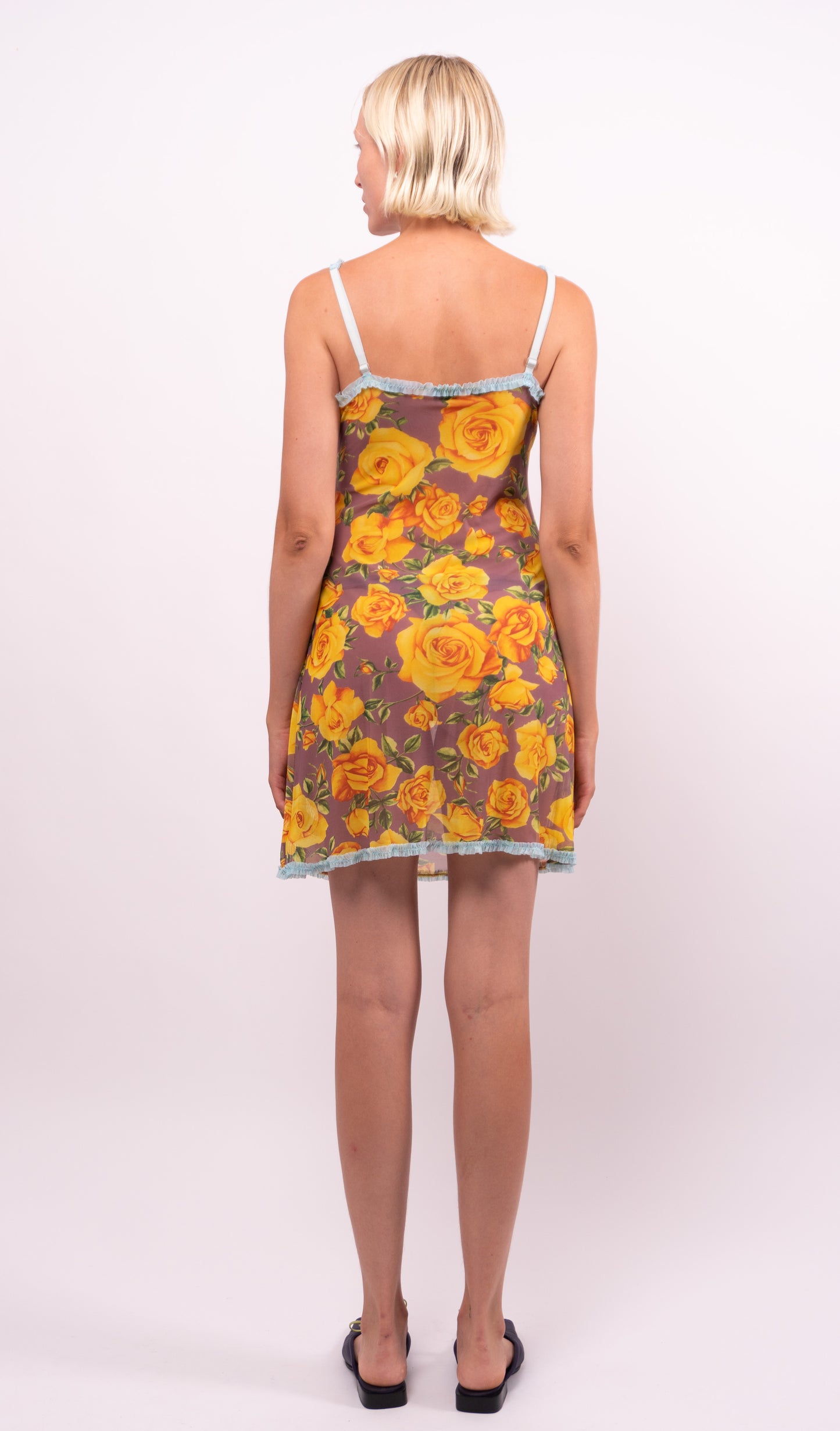 Dolce Gabbana Floral Print Mesh Slip Dress