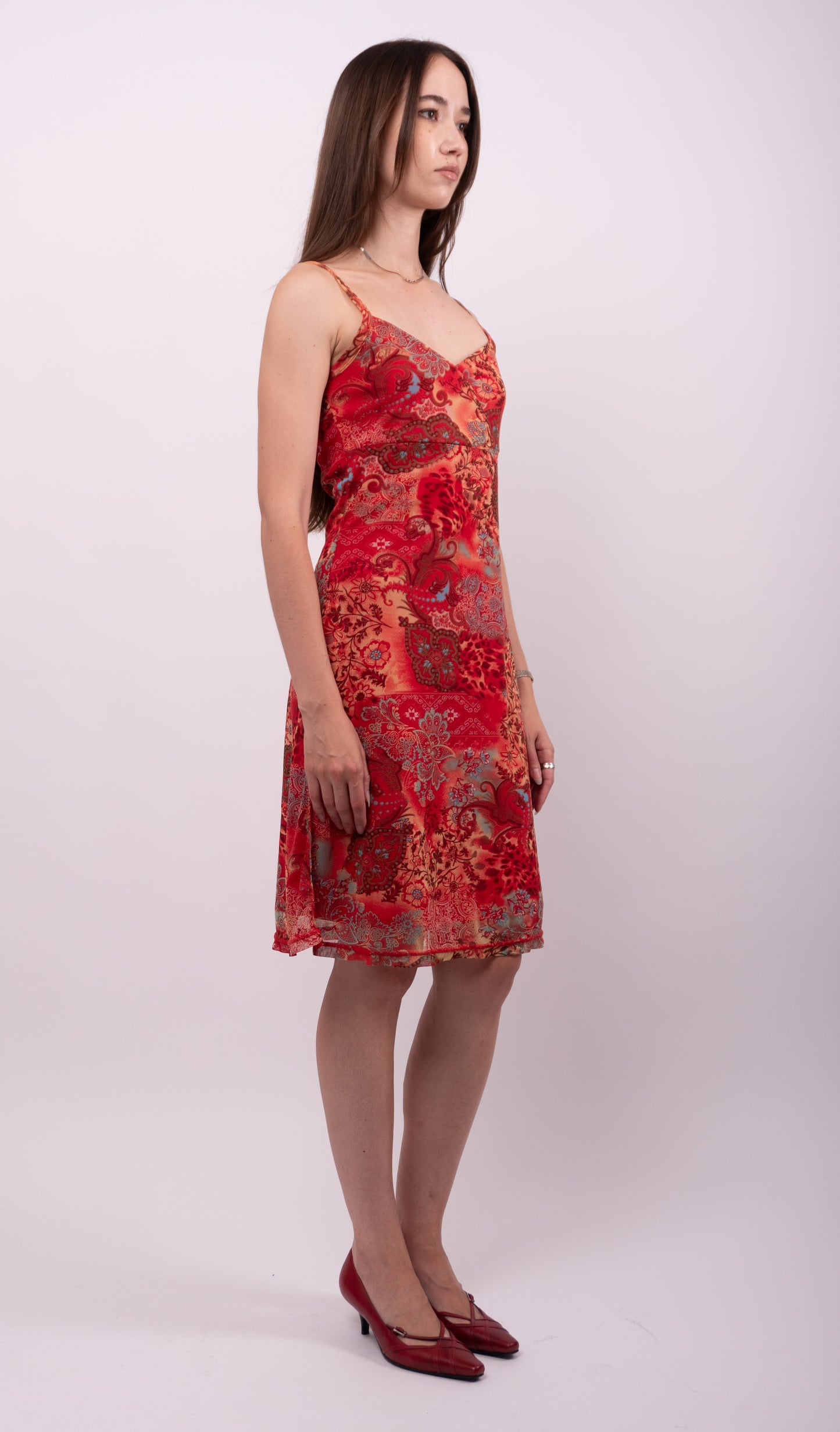 Casa Blanca Printed Mesh Slip Dress