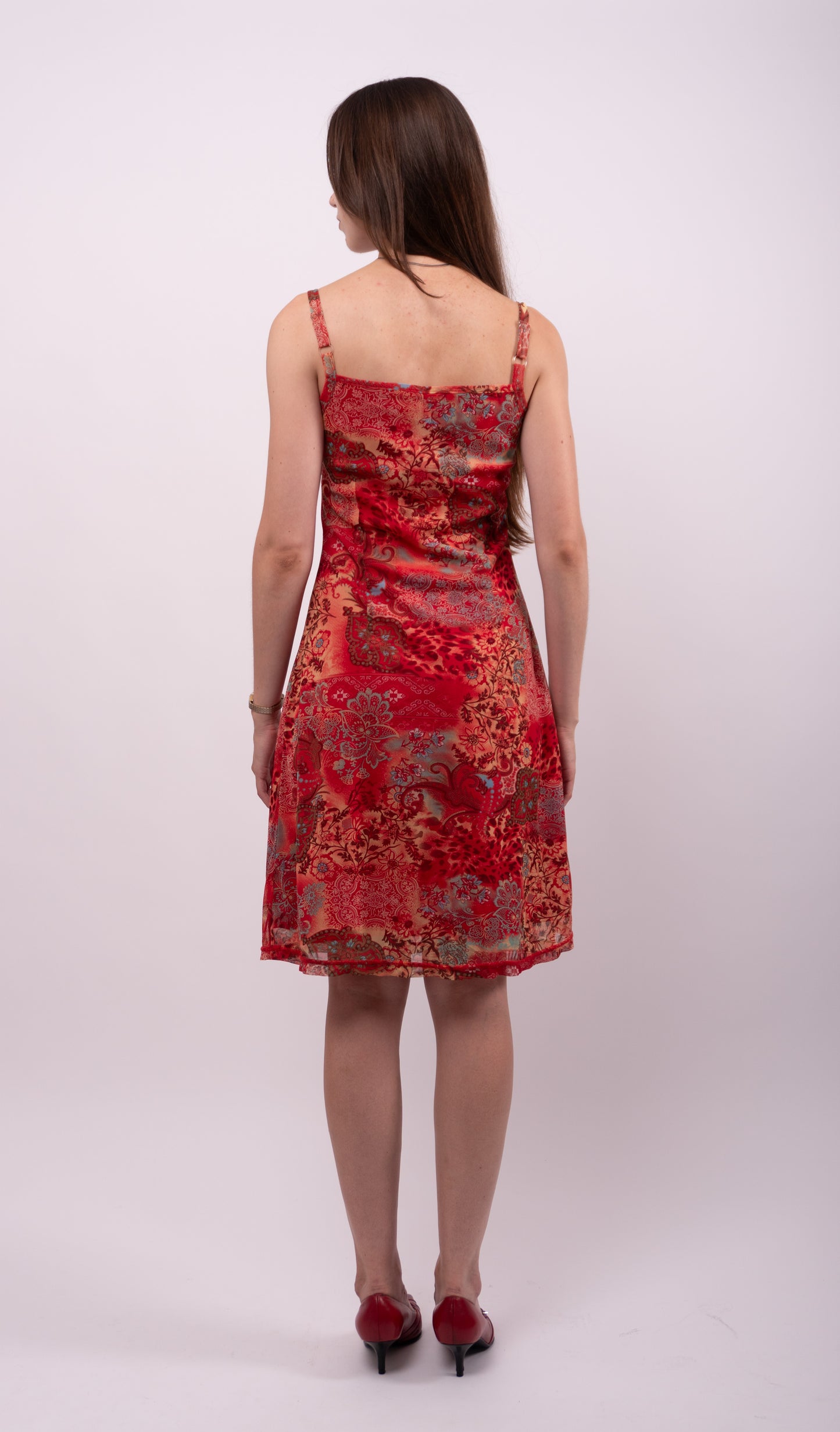 Casa Blanca Printed Mesh Slip Dress