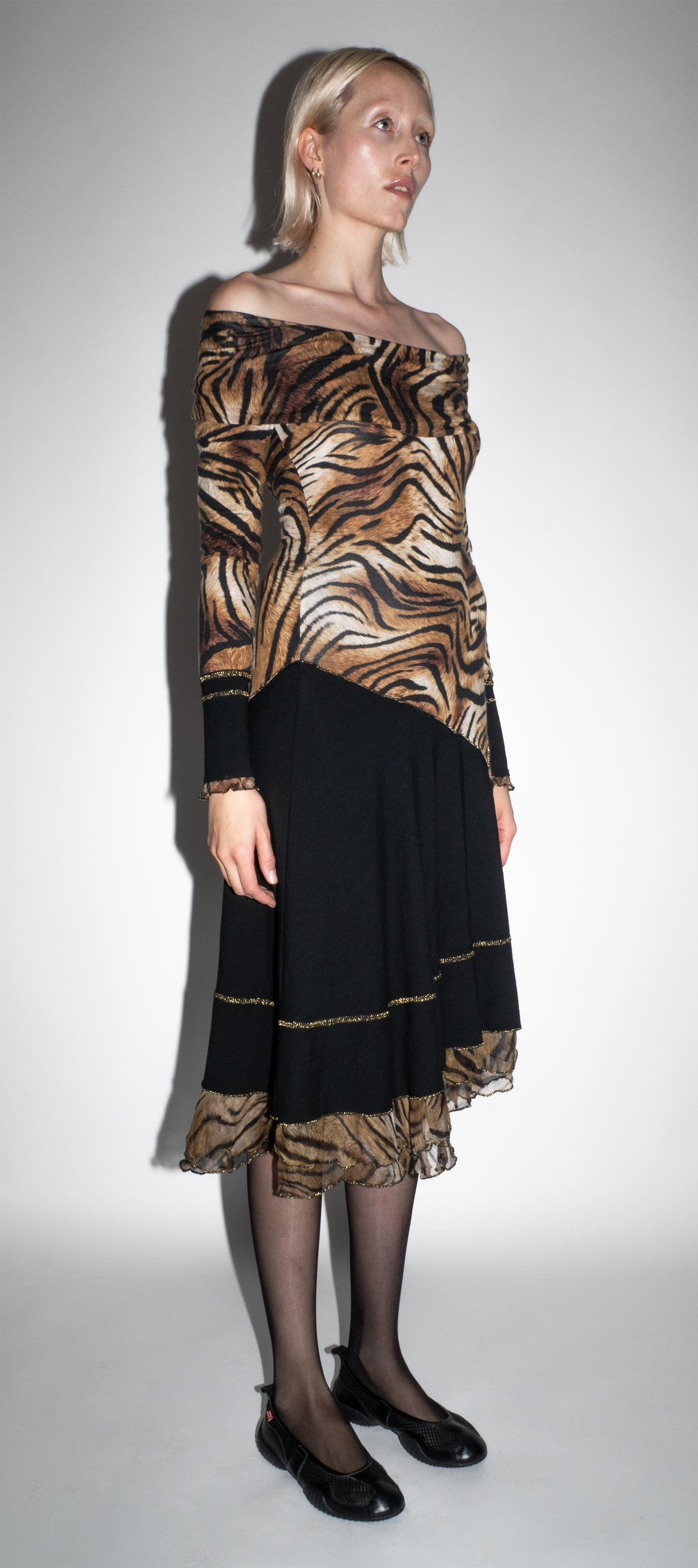 Cappopera Leopard Print Off Shoulder Maxi Dress