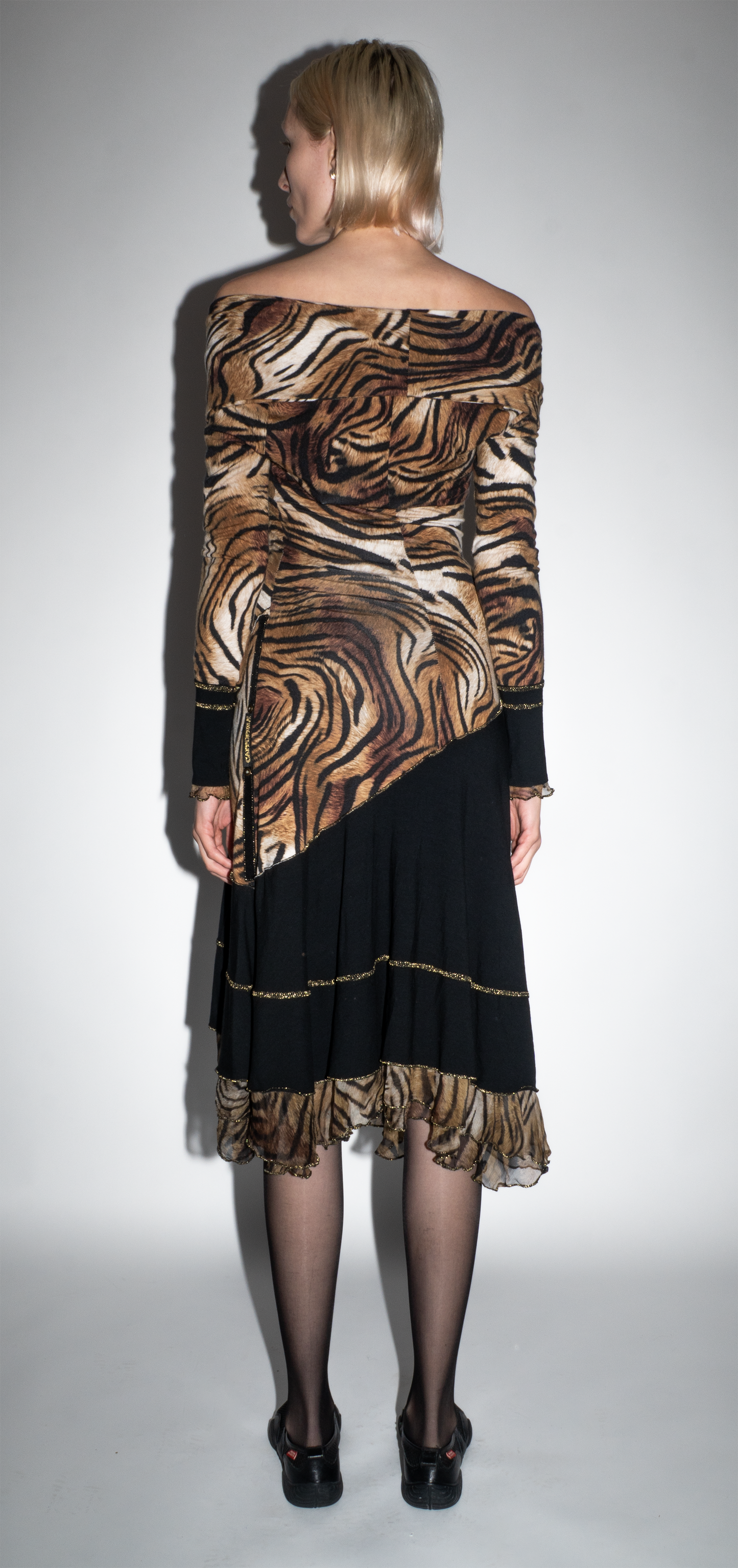 Cappopera Leopard Print Off Shoulder Maxi Dress