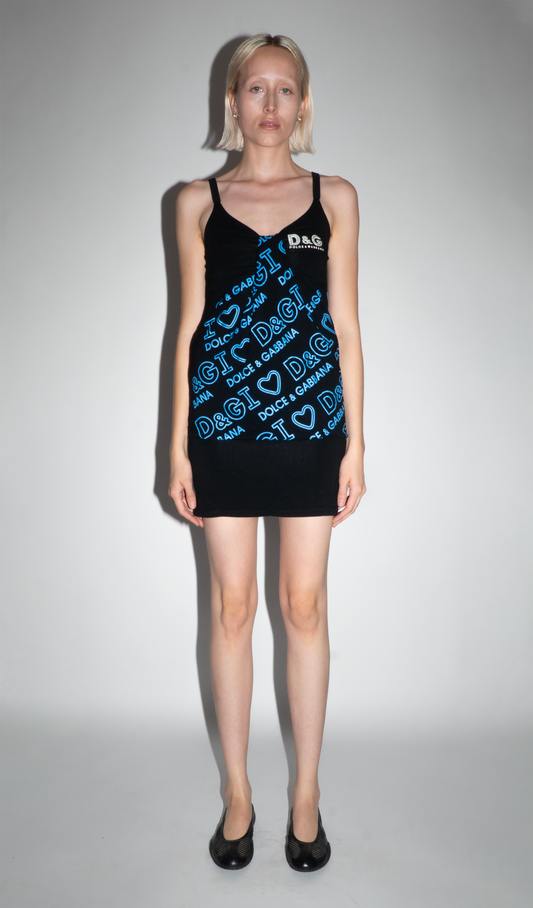 Dolce Gabbana Black/Blue Monogram Dress