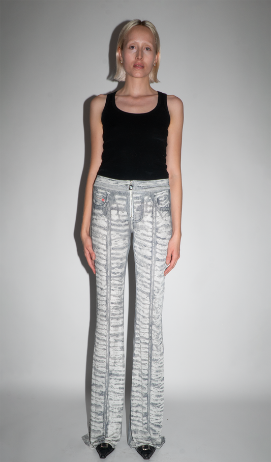 Diesel Grey Denim-Print Flare Trouser