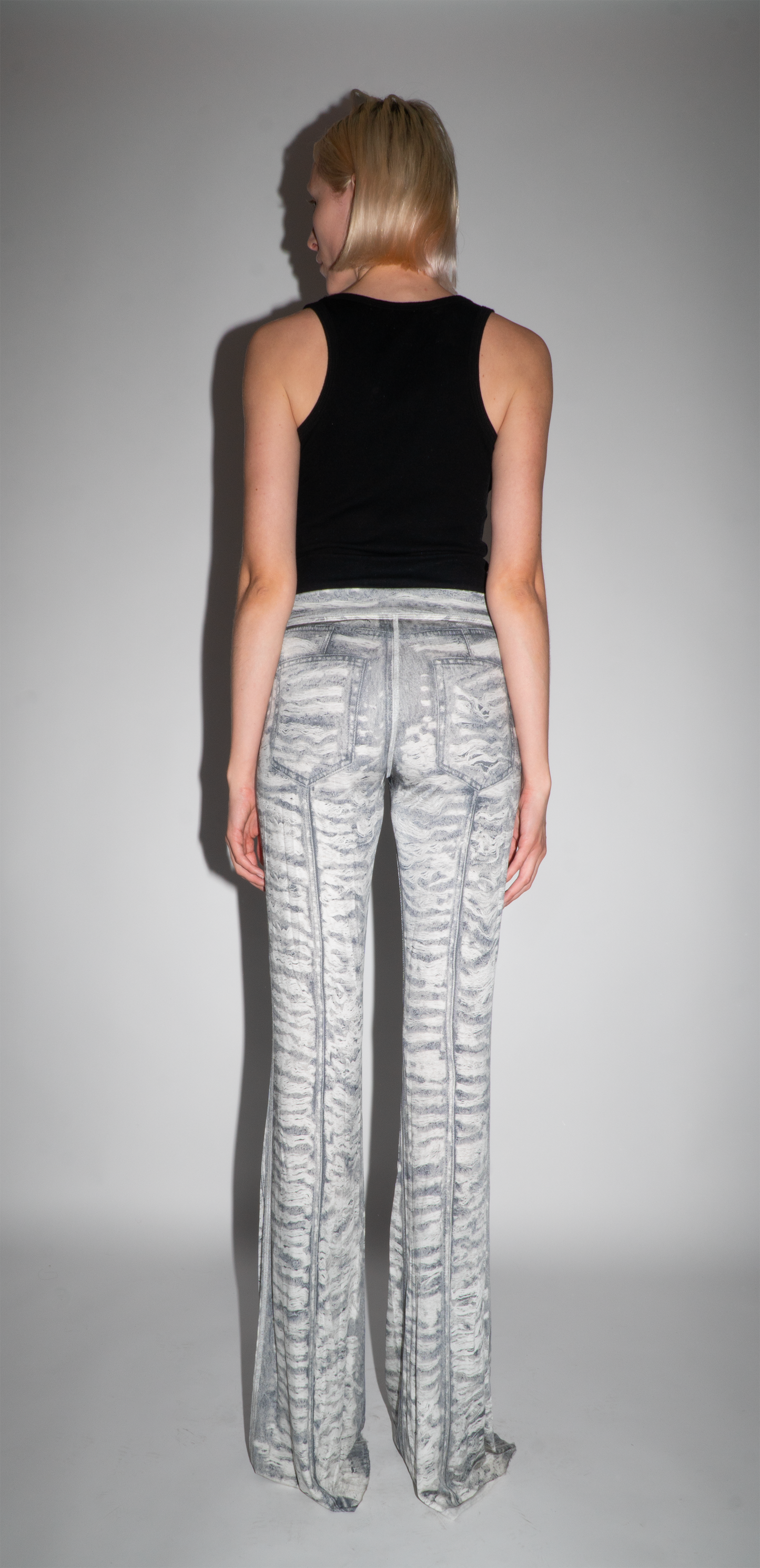 Diesel Grey Denim-Print Flare Trouser