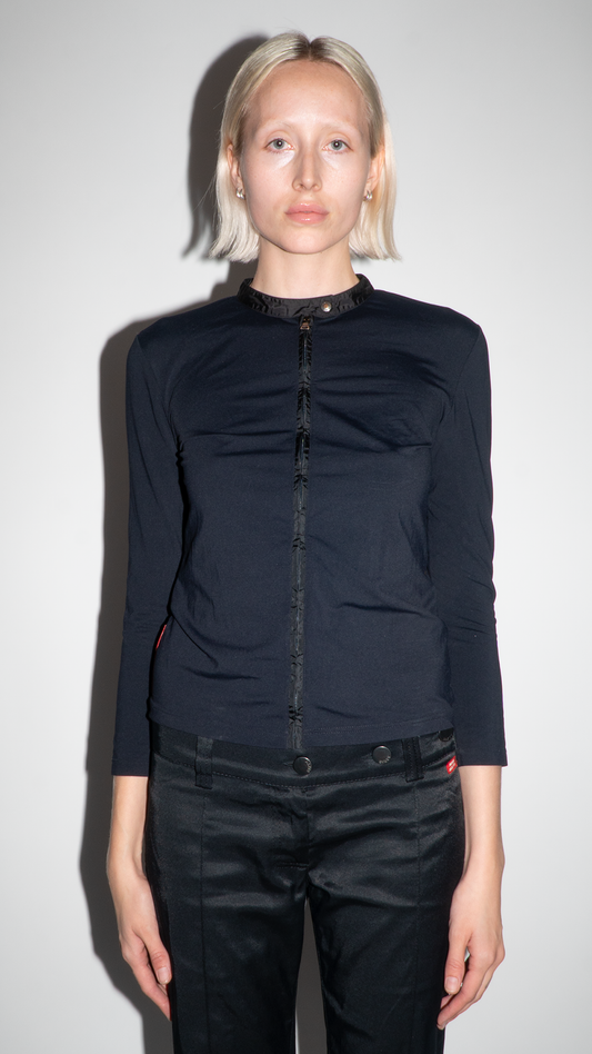 Prada Black Long-Sleeve Zip Up Top