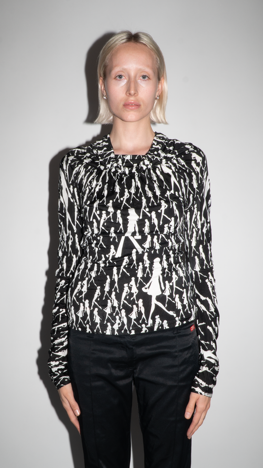 Versace Long Sleeve Black/White Blouse