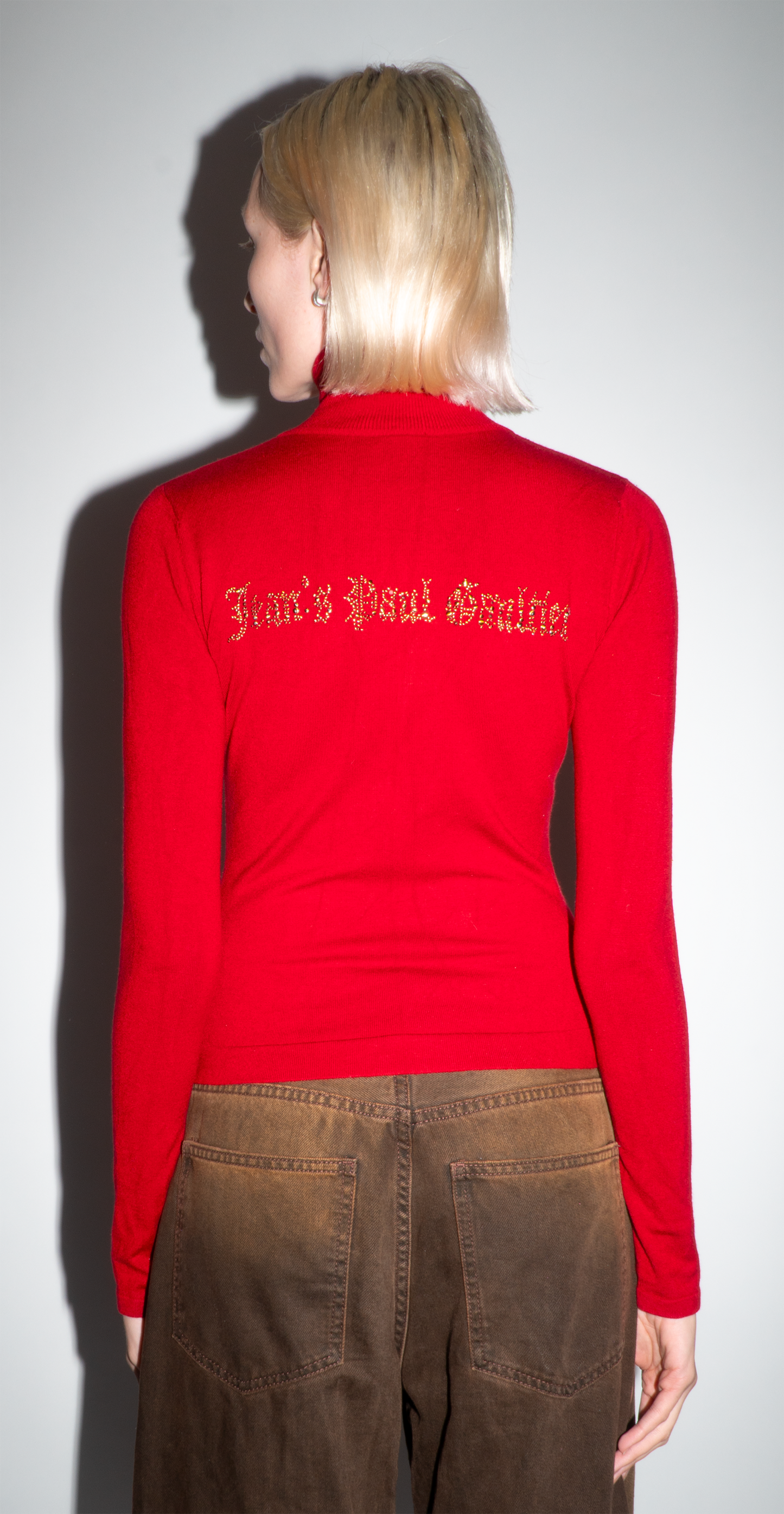 Jean Paul Gaultier Red Long-Sleeve Zip Up Top