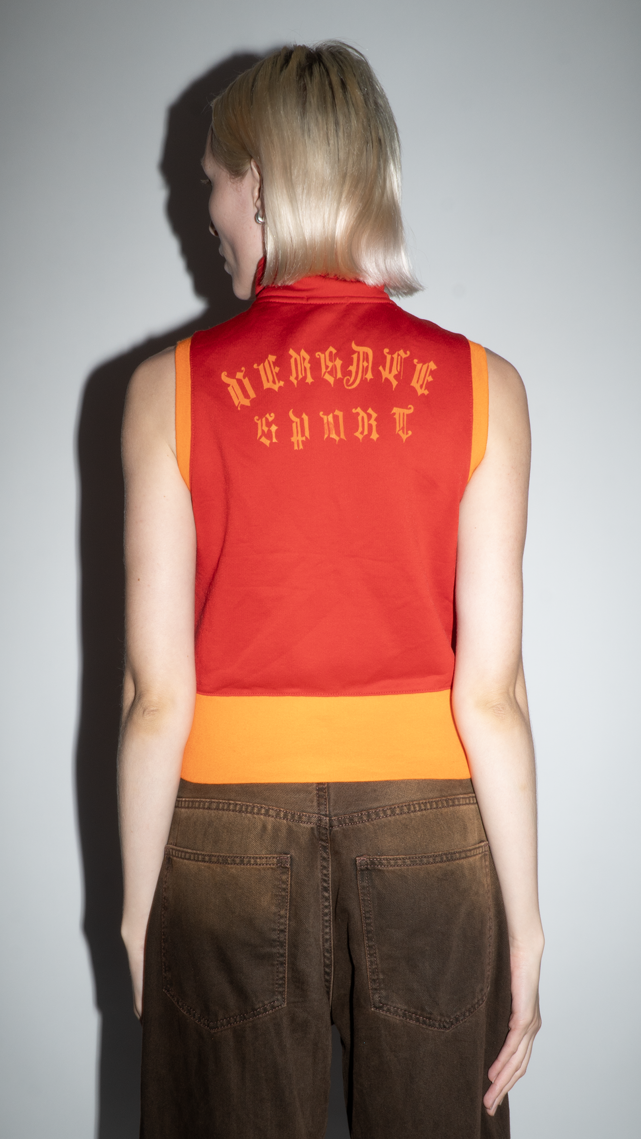 Versace Red and Orange Short-Sleeve Zip Up Vest