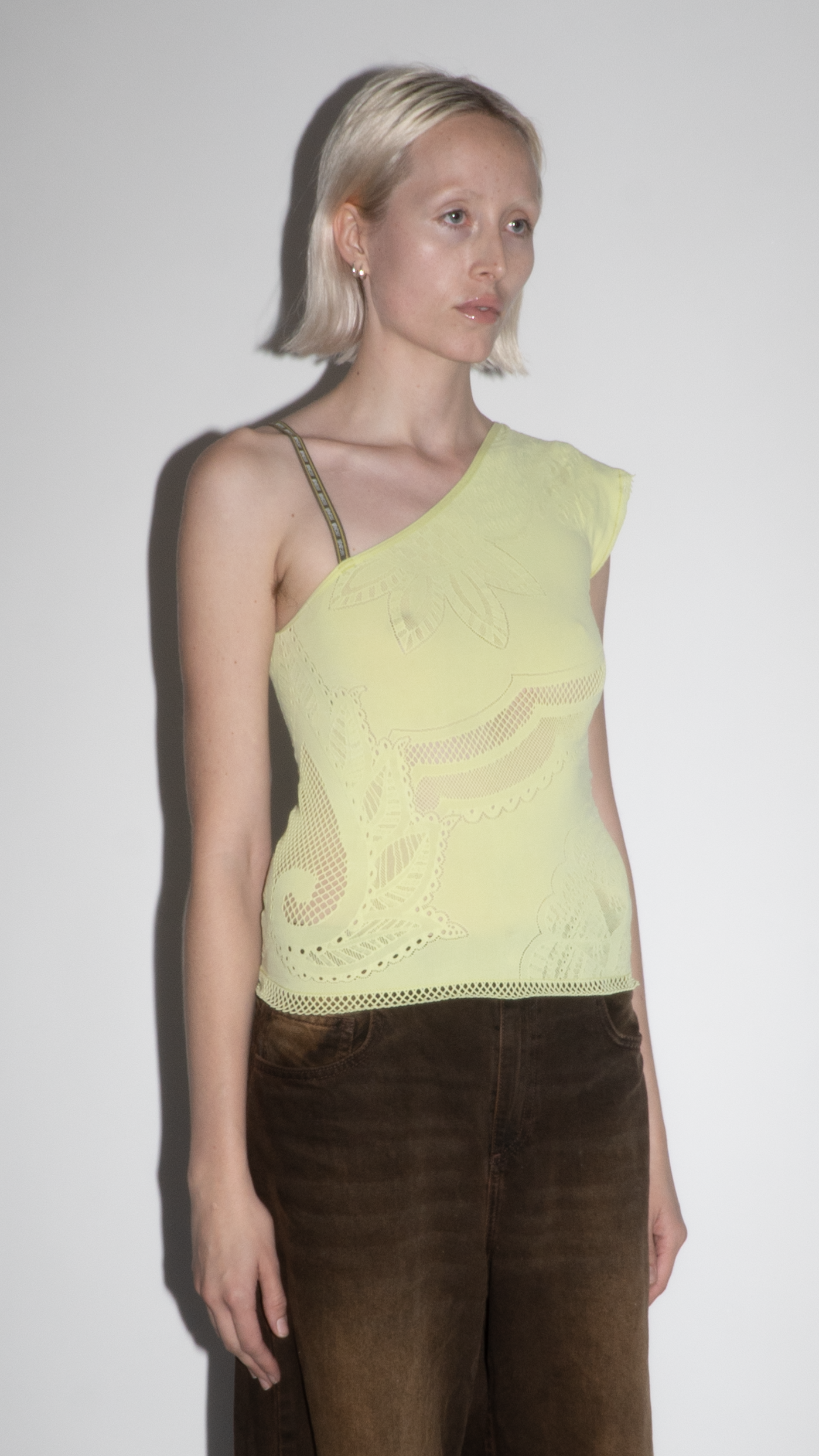 Roberto Cavalli Lime Green Off Shoulder Top