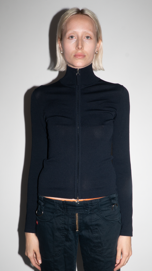 Jean Paul Gaultier Navy Long-Sleeve Zip Up Top