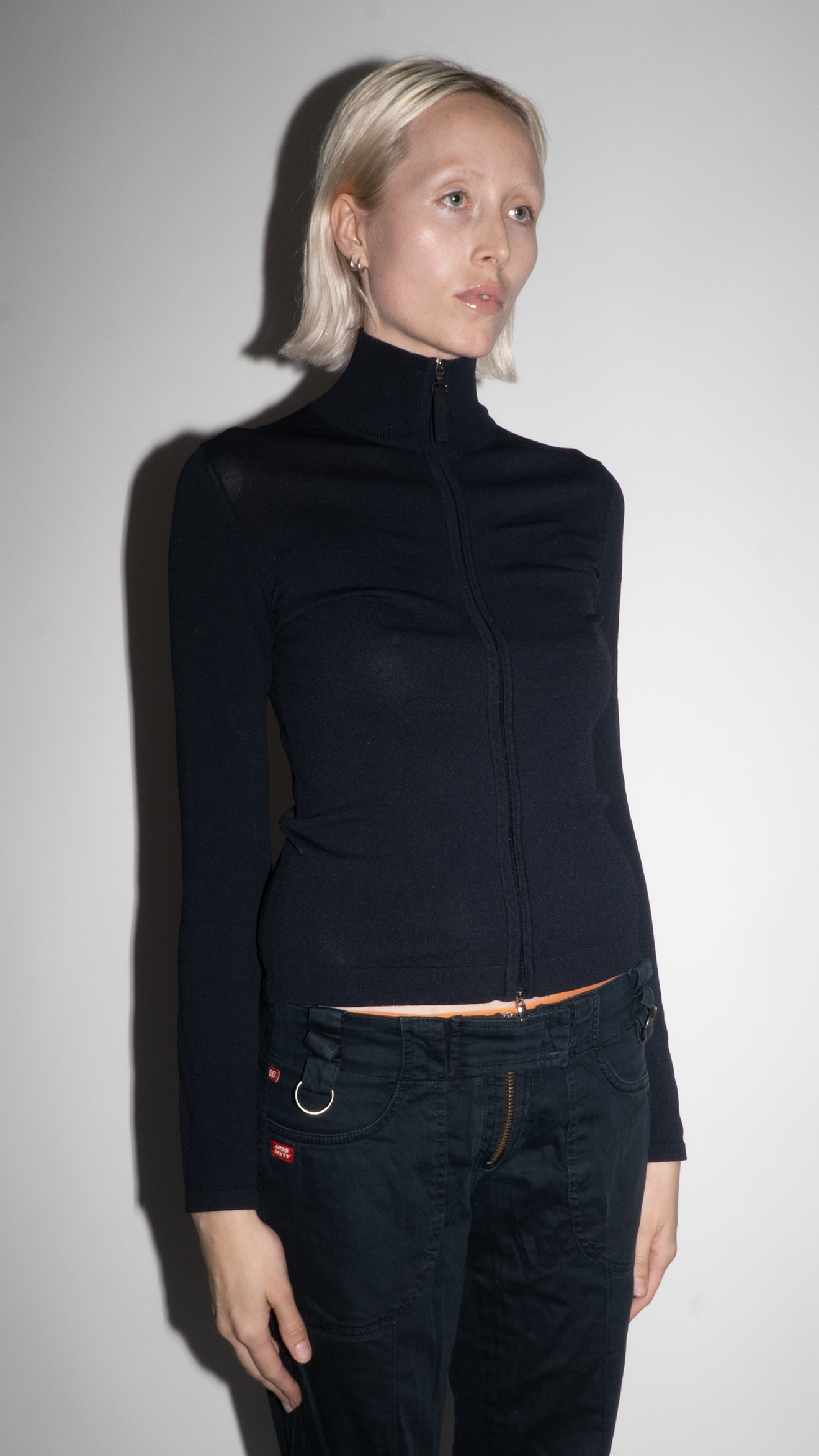 Jean Paul Gaultier Navy Long-Sleeve Zip Up Top