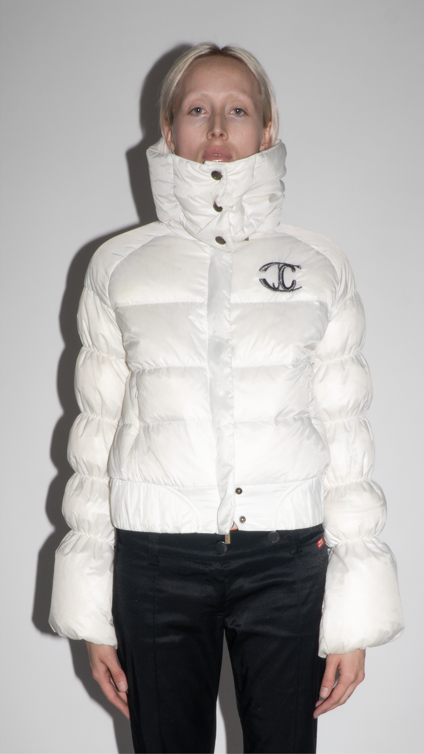 Just Cavalli White Crop Puffer Jacket