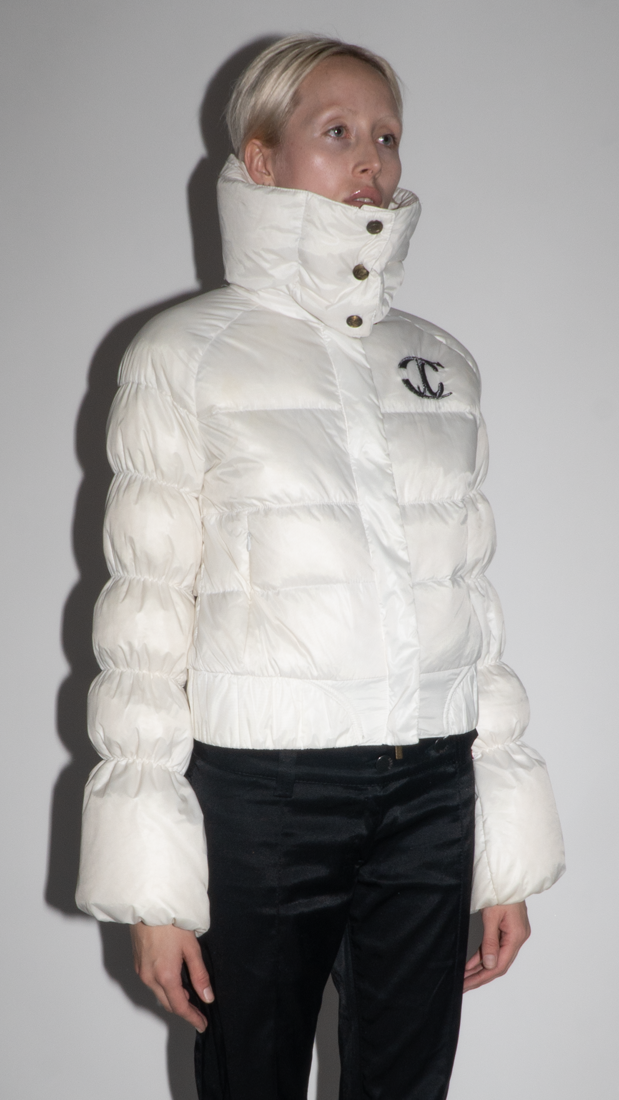 Just Cavalli White Crop Puffer Jacket