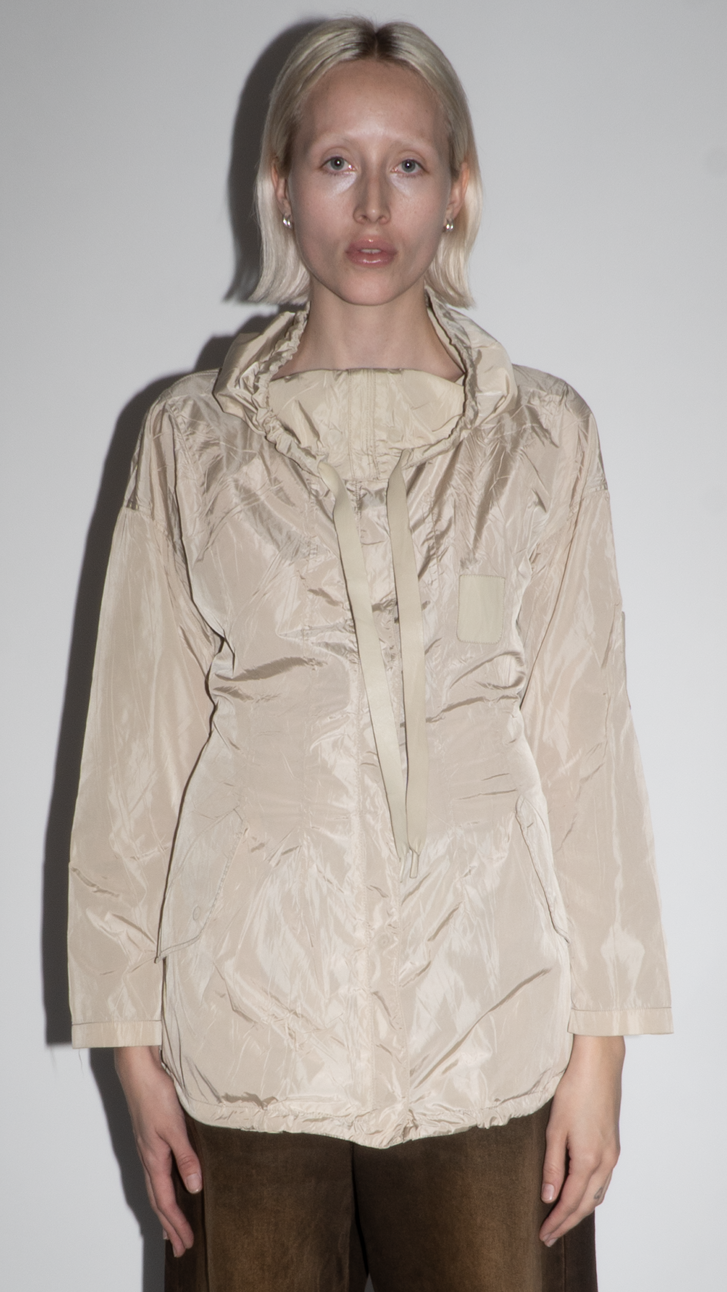 Prada Beige Zip Up Rain Jacket with Two Frontal Pockets