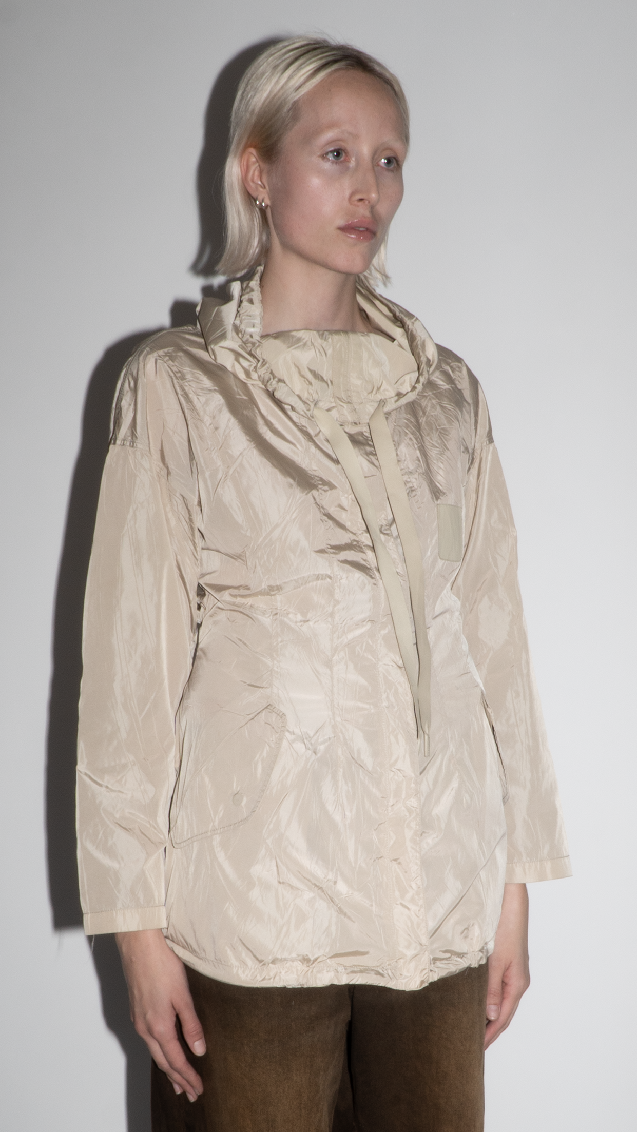 Prada Beige Zip Up Rain Jacket with Two Frontal Pockets