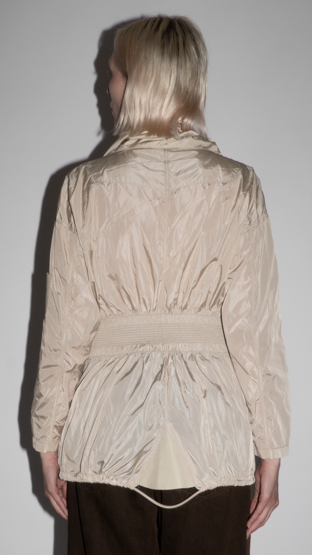 Prada Beige Zip Up Rain Jacket with Two Frontal Pockets