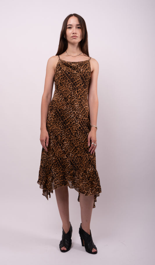 Italian Vintage Leopard Print Slip Dress