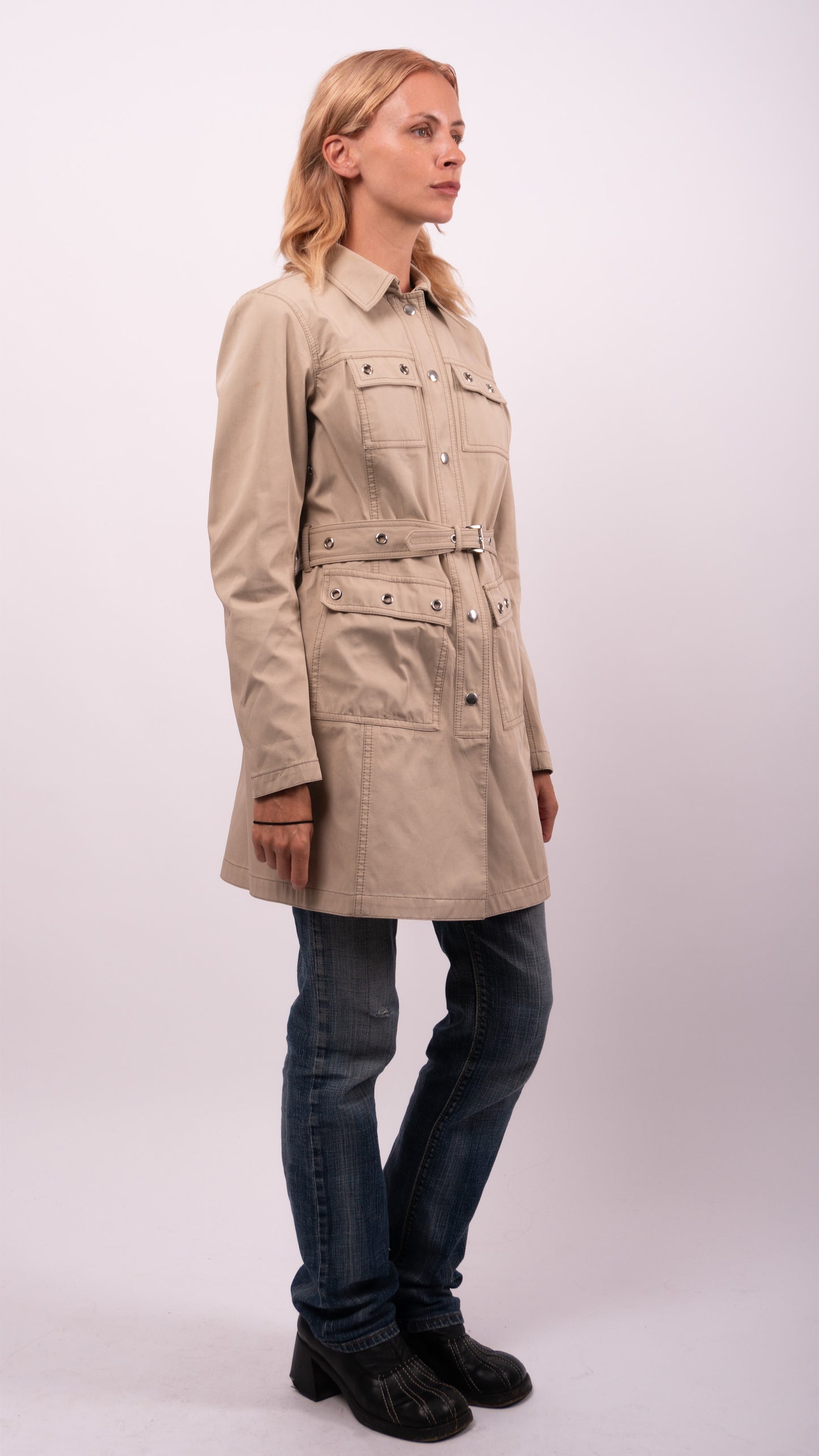 Prada Beige Button Up Trench Coat