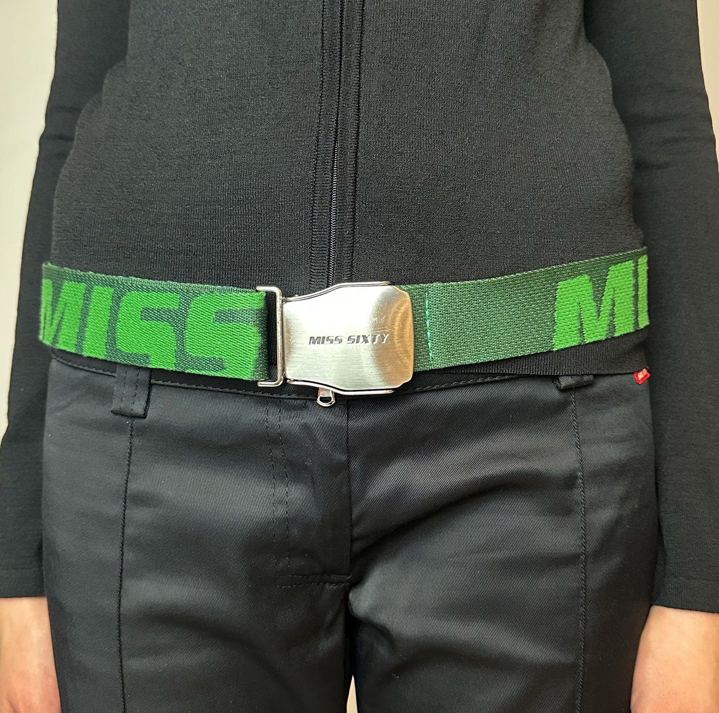 Miss Sixty Green Silver Buckle Belt