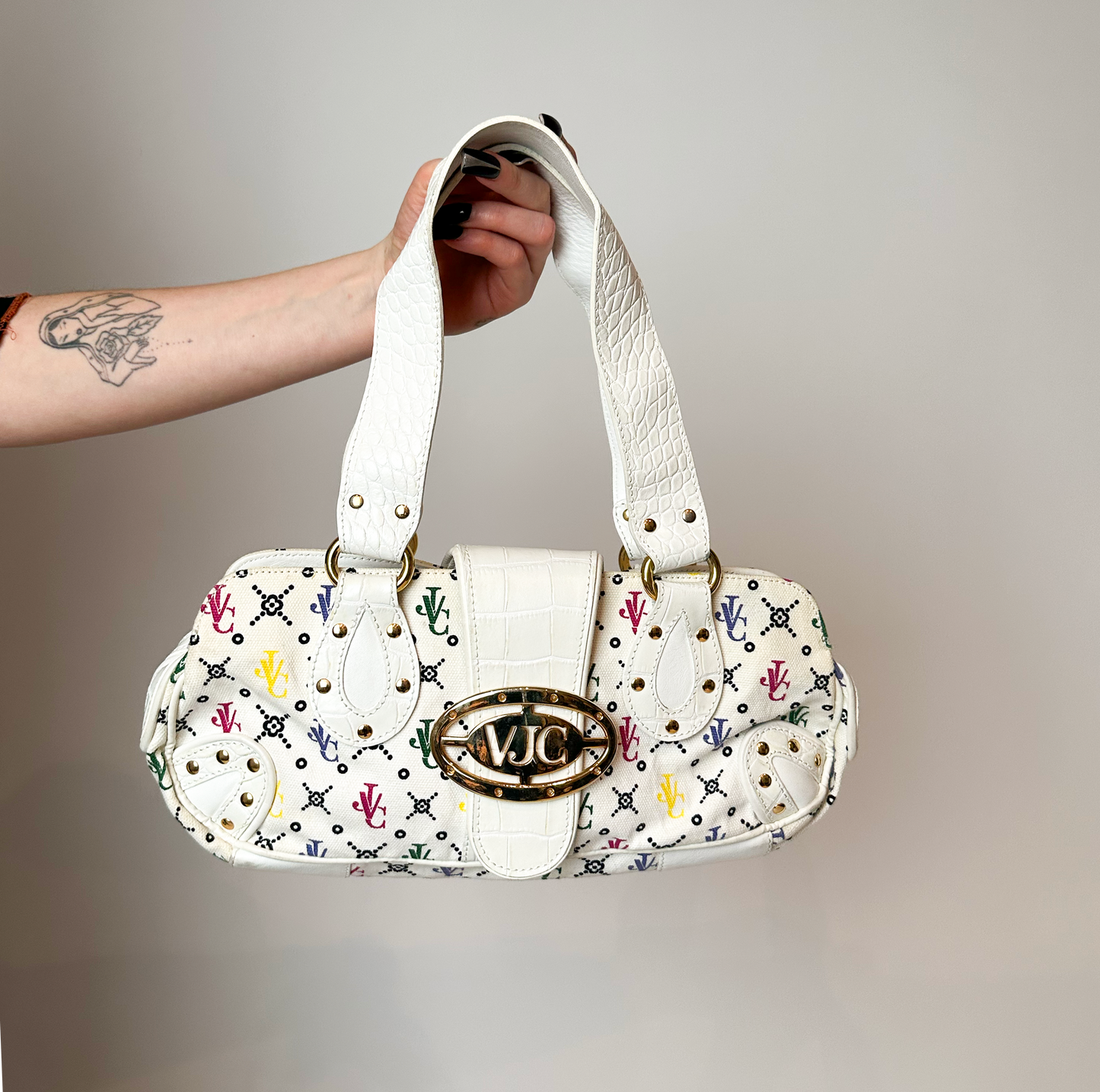 Versace White Monogram Shoulder Bag