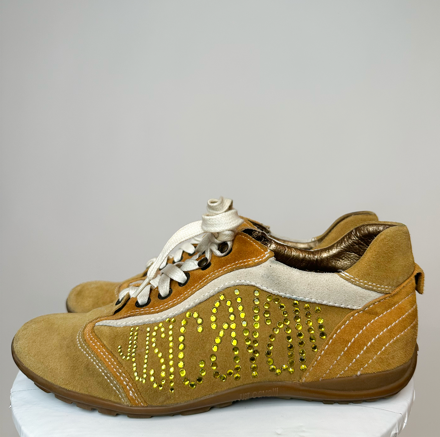 Just Cavalli Brown Suede Lace Up Trainers